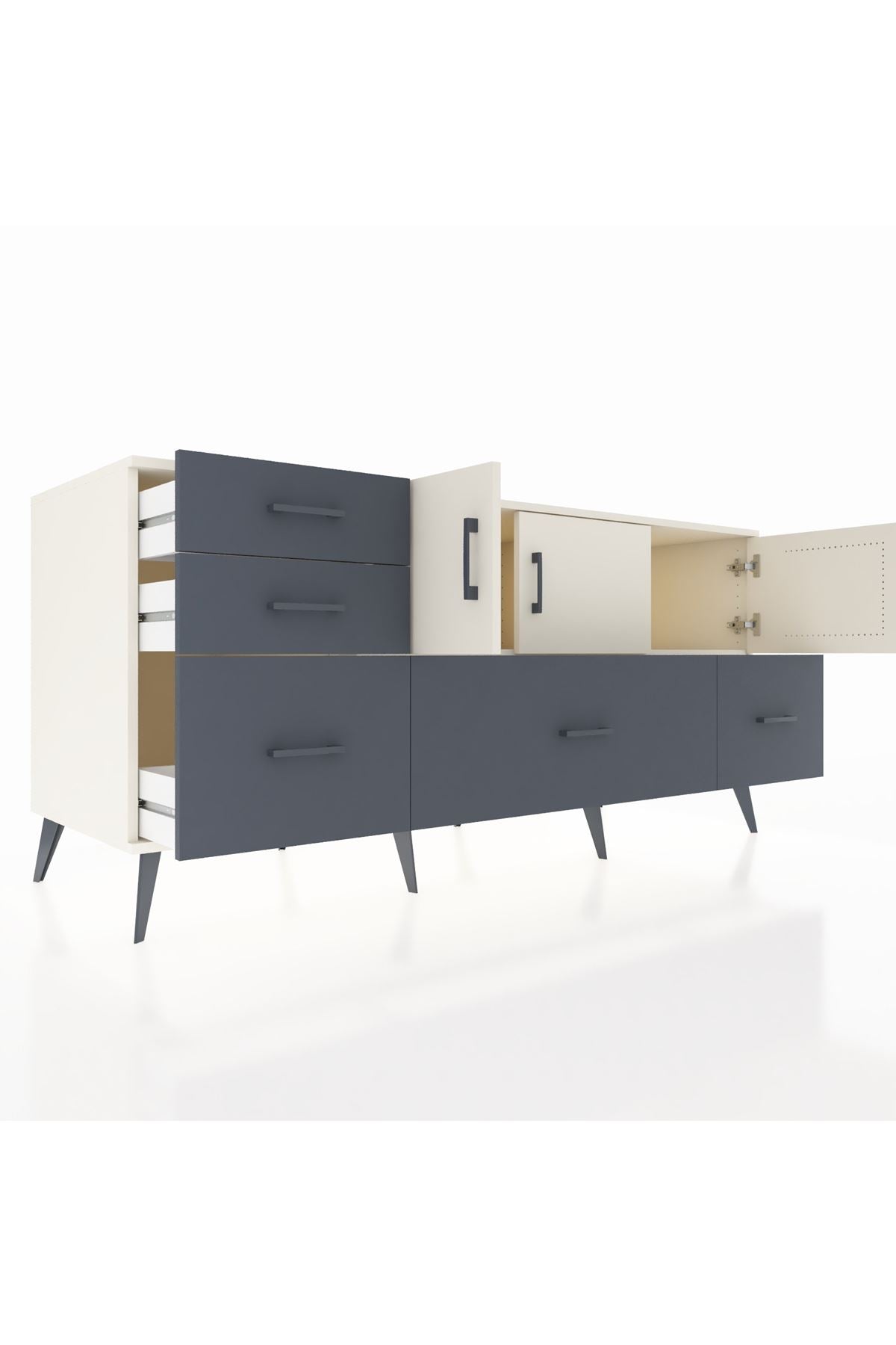 Kronos Konsol 2 Raflı 5 Çekmeceli 3 Kapaklı 176x59x83 - S610M030V05C