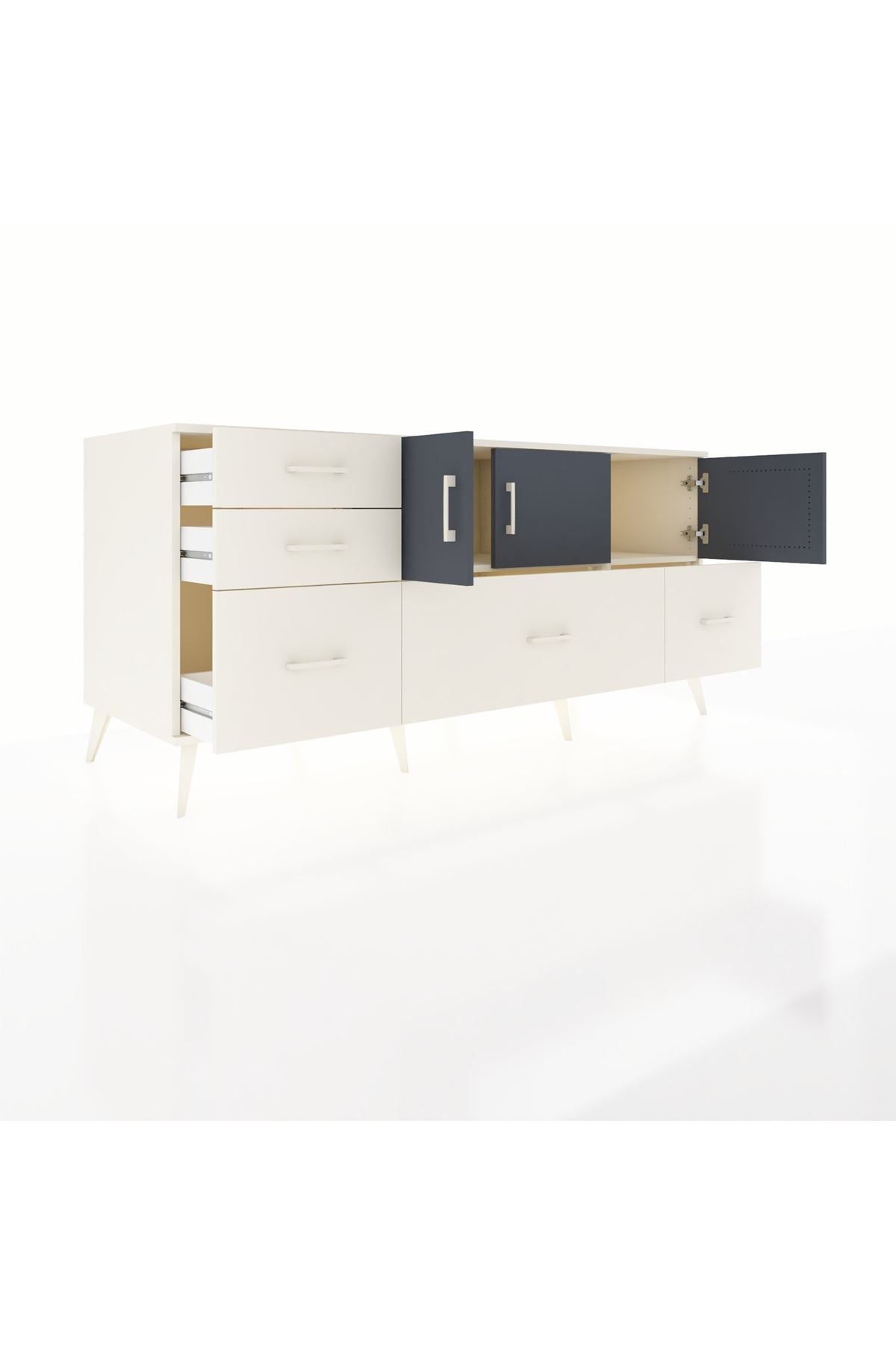 Kronos Konsol 2 Raflı 5 Çekmeceli 3 Kapaklı 176x59x83 - S610M030V07C