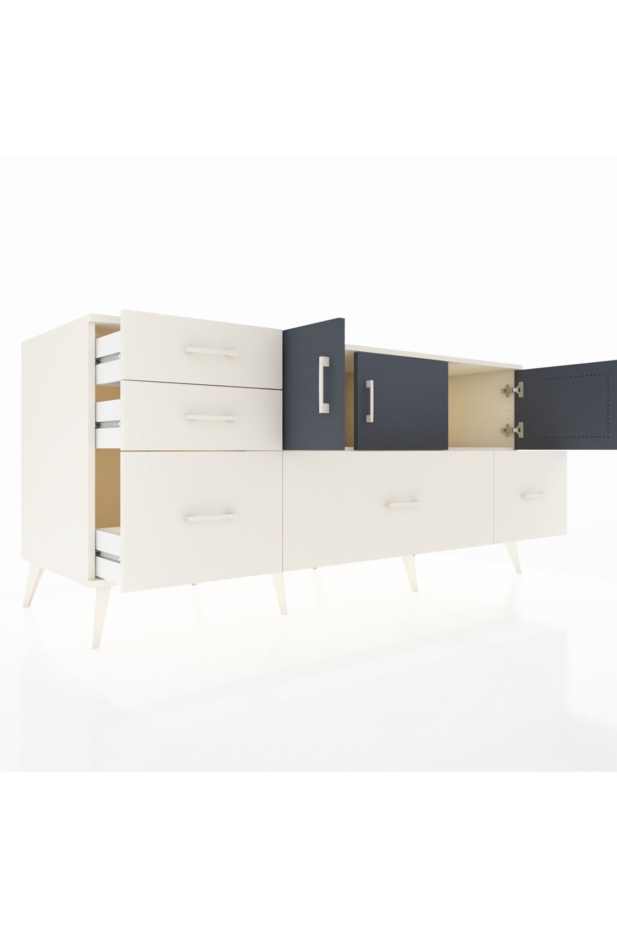 Kronos Konsol 2 Raflı 5 Çekmeceli 3 Kapaklı 176x59x83 - S610M030V07C