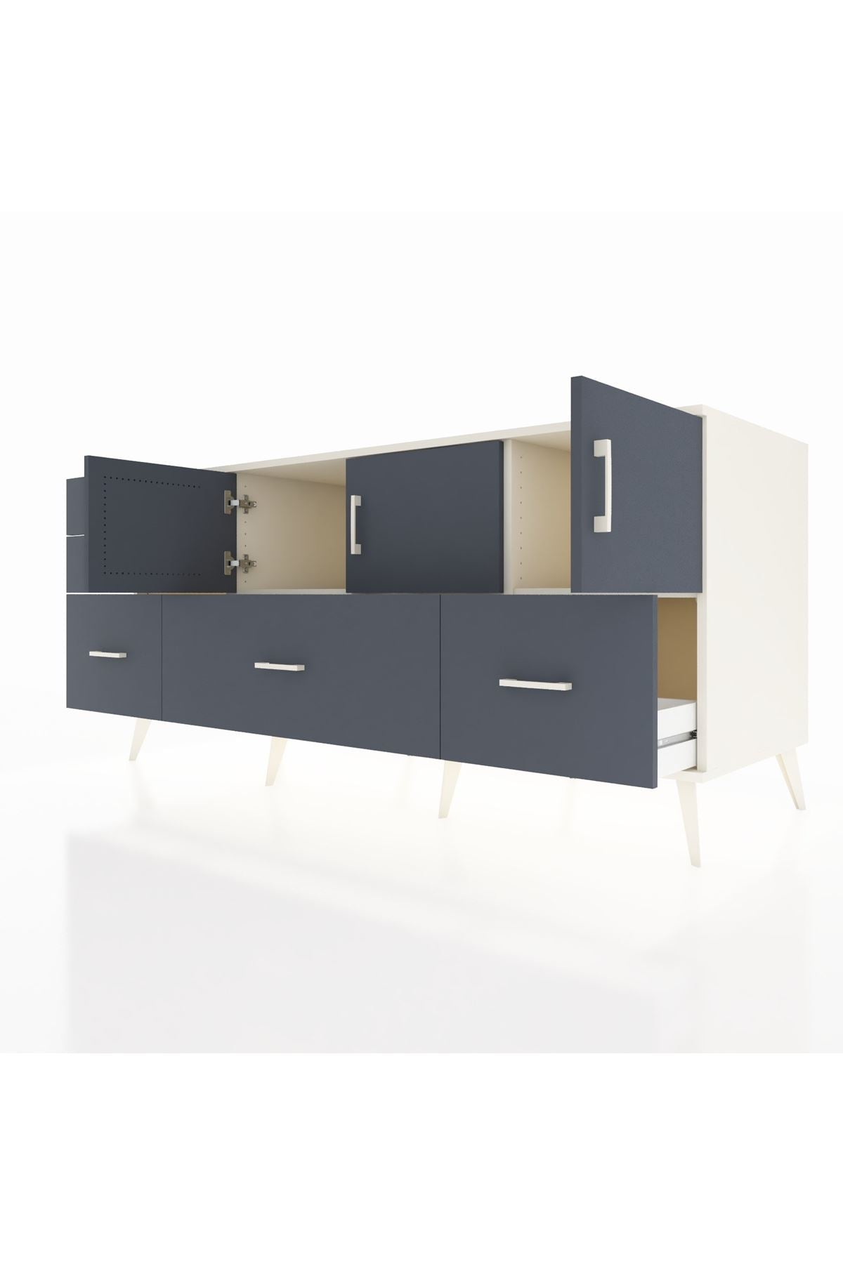 Kronos Konsol 2 Raflı 5 Çekmeceli 3 Kapaklı 176x59x83 - S610M030V08C