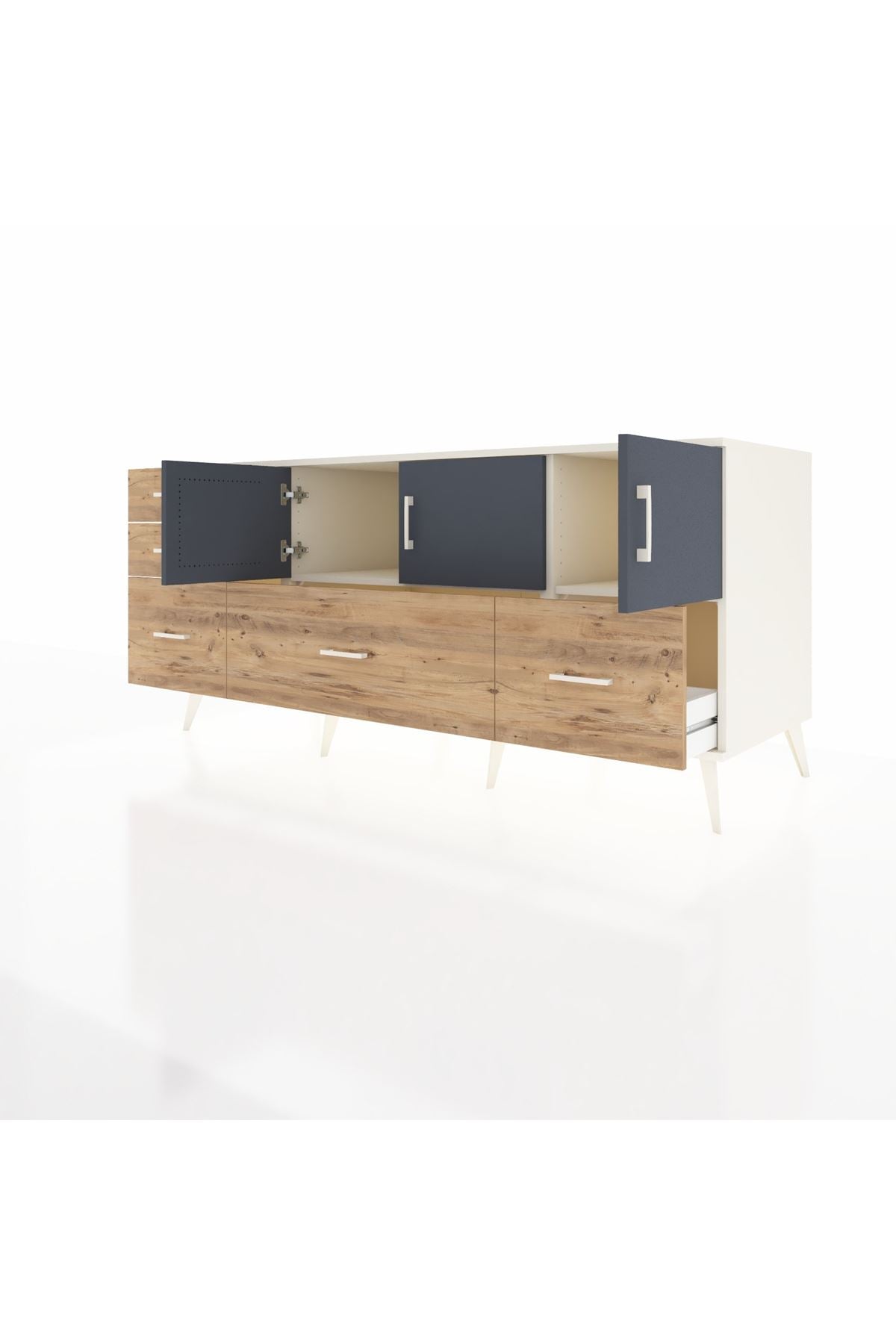 Kronos Konsol 2 Raflı 5 Çekmeceli 3 Kapaklı 176x59x83 - S610M030V09C