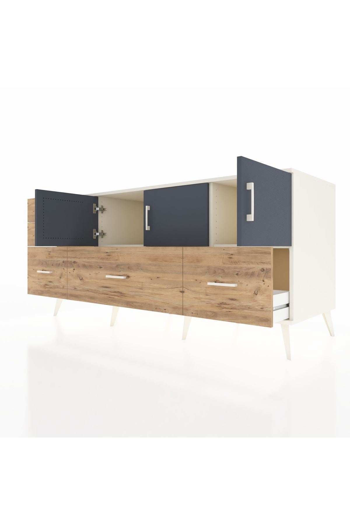 Kronos Konsol 2 Raflı 5 Çekmeceli 3 Kapaklı 176x59x83 - S610M030V09C