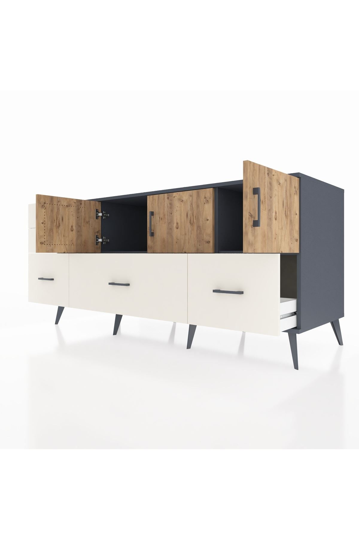 Kronos Konsol 2 Raflı 5 Çekmeceli 3 Kapaklı 176x59x83 - S610M030V10C