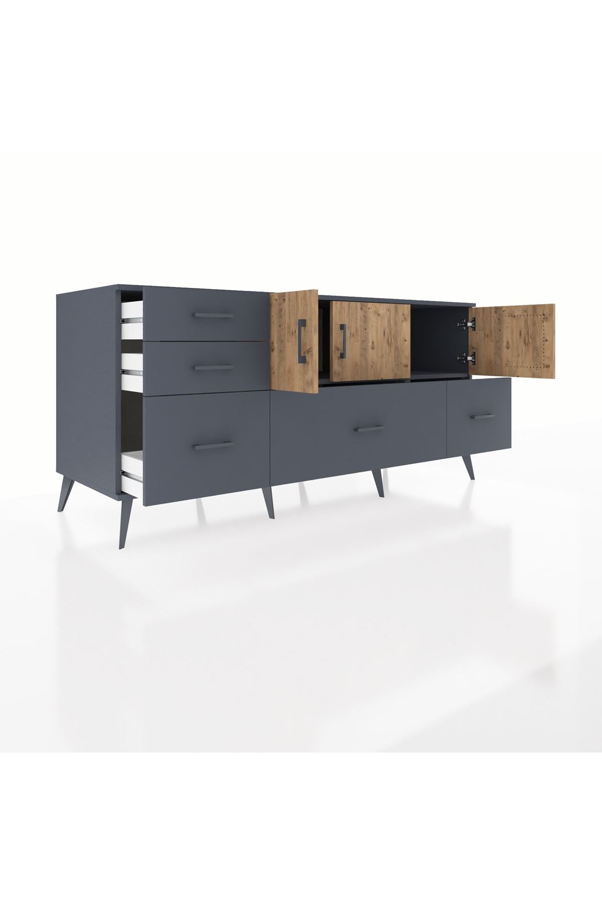 Kronos Konsol 2 Raflı 5 Çekmeceli 3 Kapaklı 176x59x83 - S610M030V11C