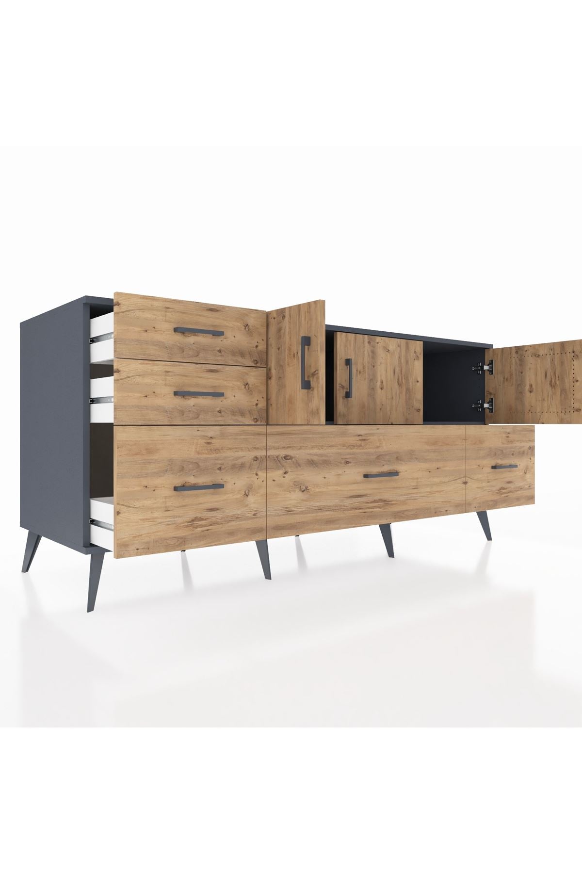 Kronos Konsol 2 Raflı 5 Çekmeceli 3 Kapaklı 176x59x83 - S610M030V12C