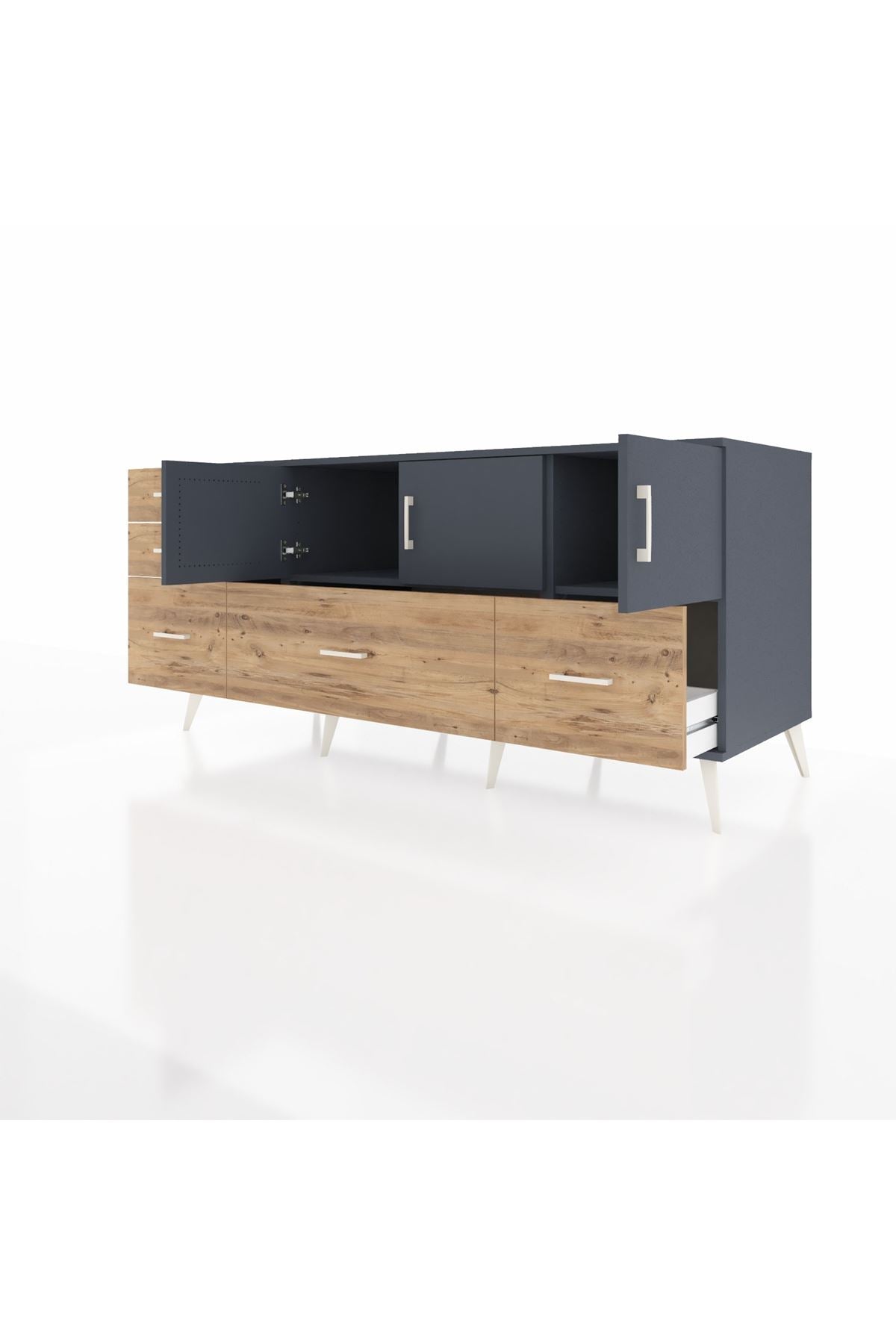 Kronos Konsol 2 Raflı 5 Çekmeceli 3 Kapaklı 176x59x83 - S610M030V18C
