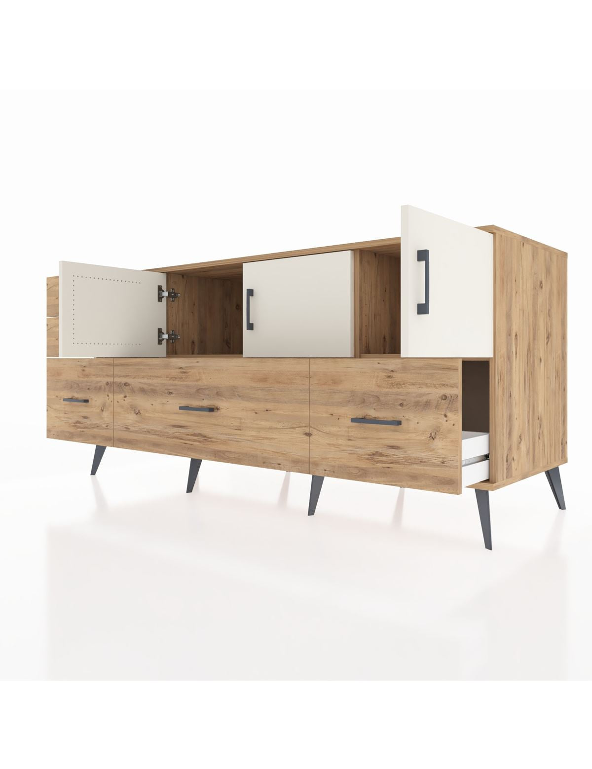 Kronos Konsol 2 Raflı 5 Çekmeceli 3 Kapaklı 176x59x83 - S610M030V24C