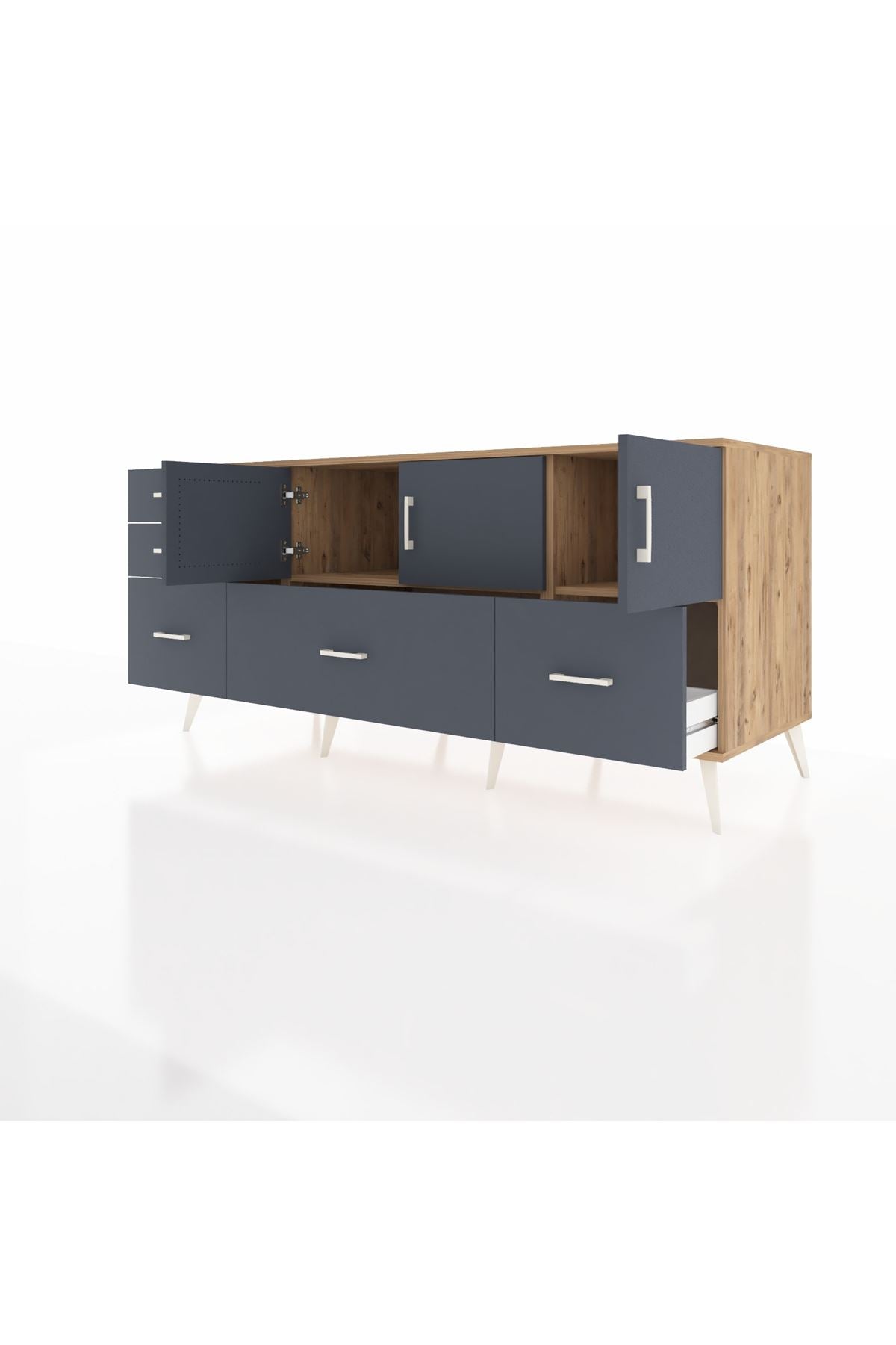 Kronos Konsol 2 Raflı 5 Çekmeceli 3 Kapaklı 176x59x83 - S610M030V26C