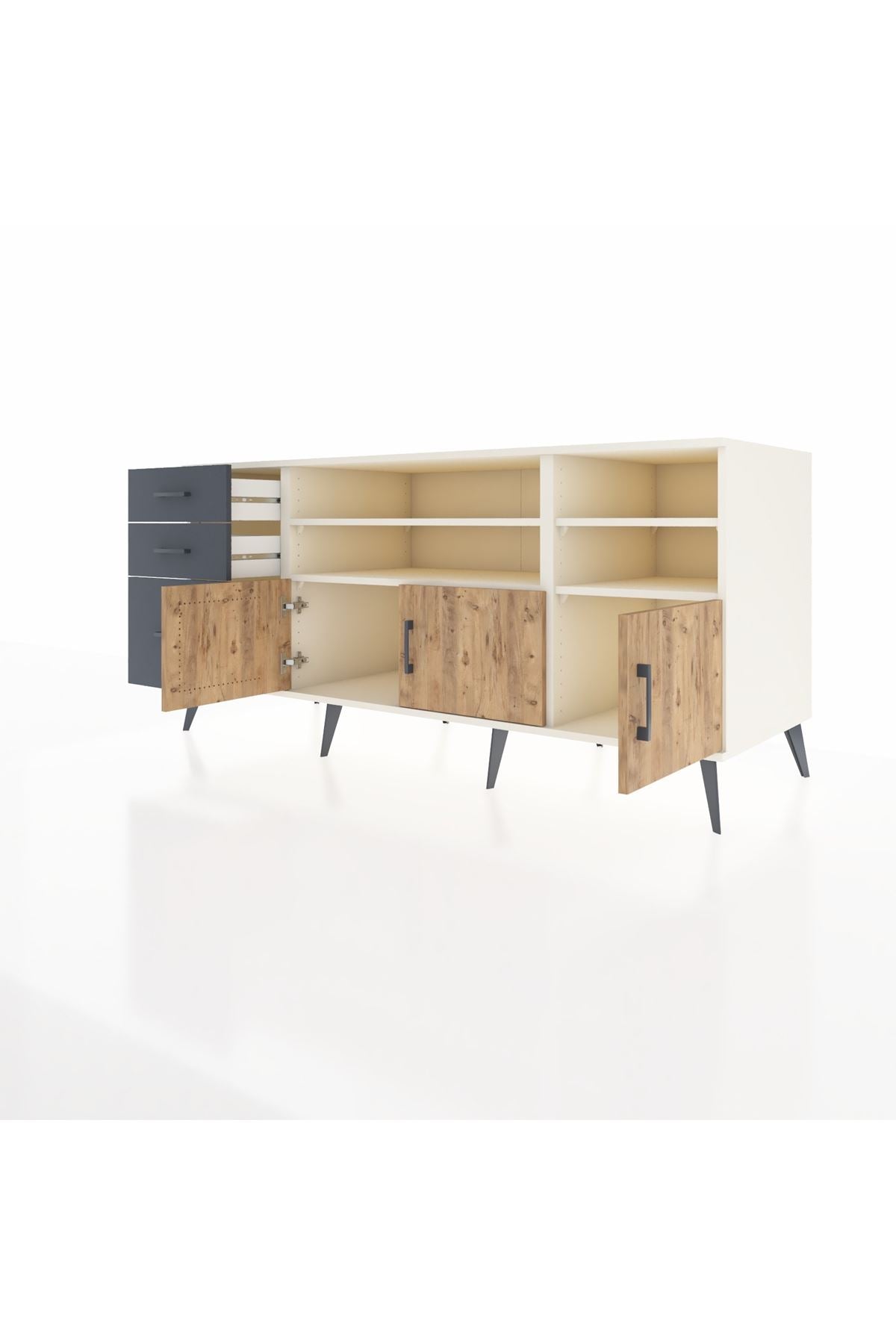 Kronos Konsol 4 Raflı 3 Çekmeceli 3 Kapaklı 176x59x83 - S610M031V02C