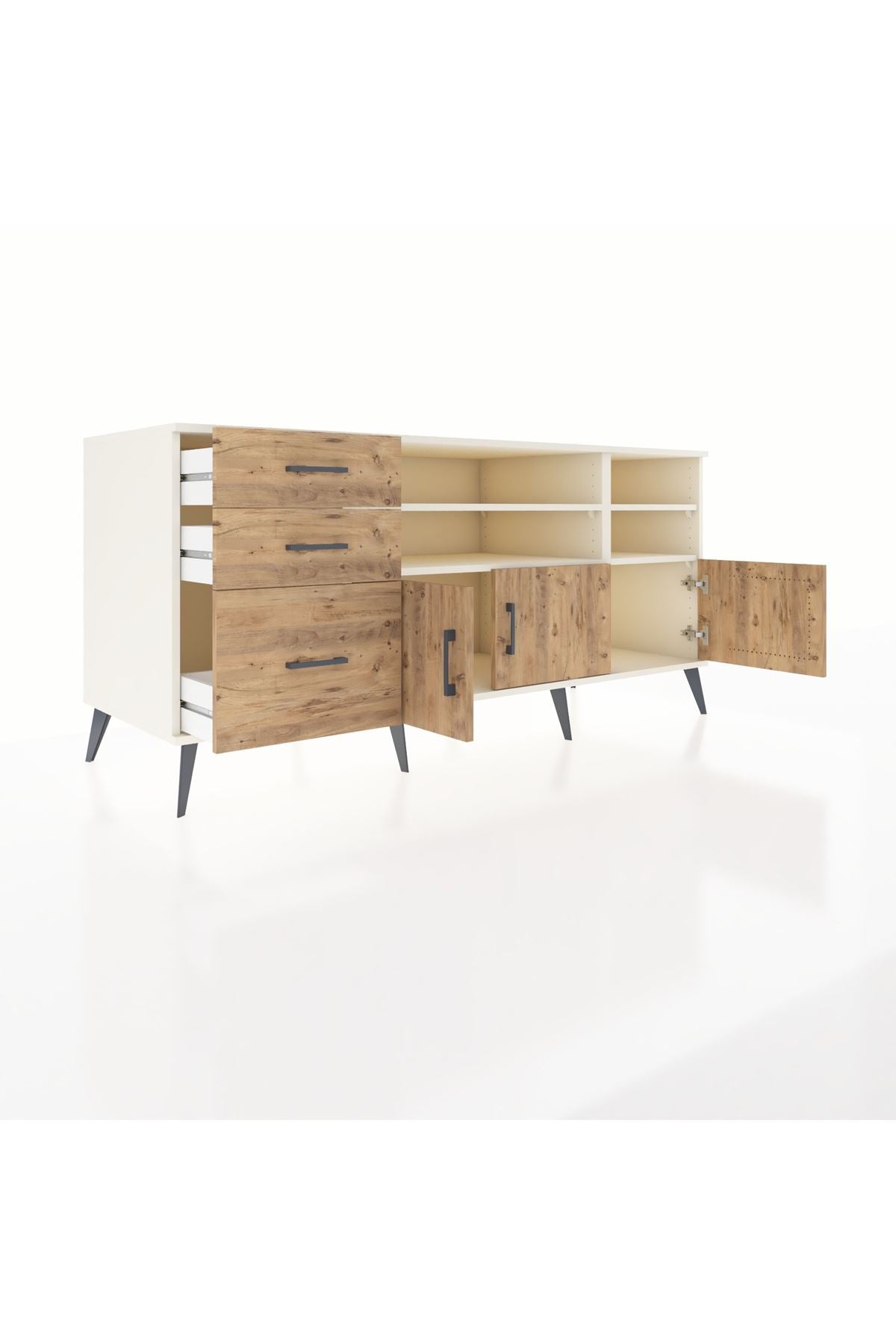 Kronos Konsol 4 Raflı 3 Çekmeceli 3 Kapaklı 176x59x83 - S610M031V03C