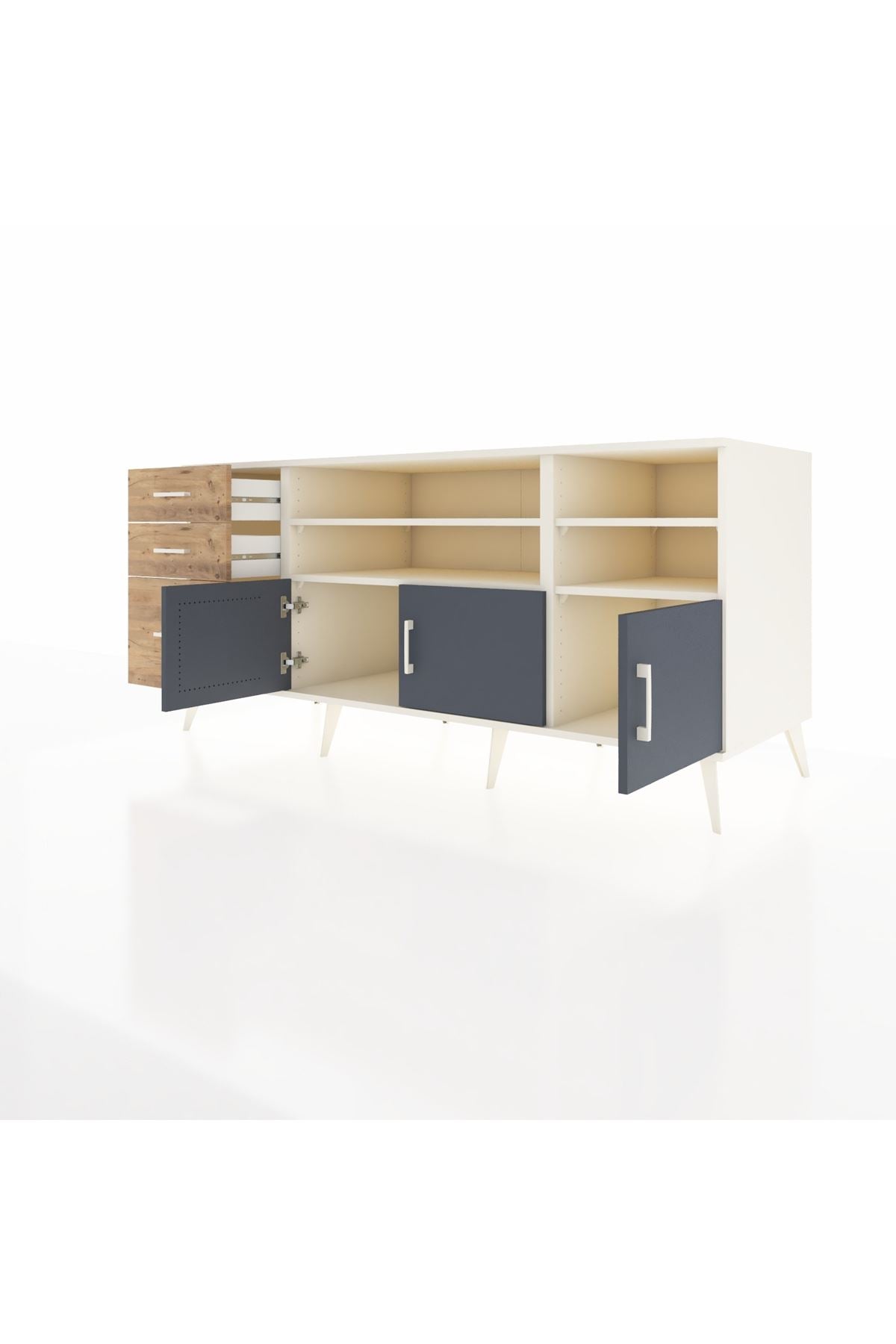 Kronos Konsol 4 Raflı 3 Çekmeceli 3 Kapaklı 176x59x83 - S610M031V09C