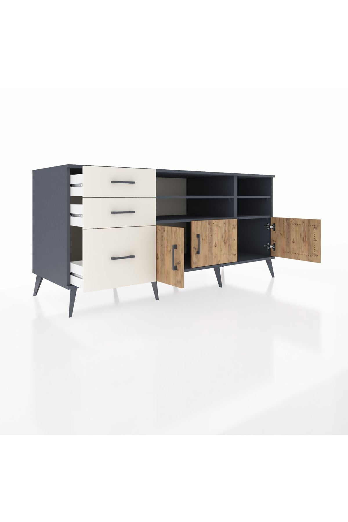 Kronos Konsol 4 Raflı 3 Çekmeceli 3 Kapaklı 176x59x83 - S610M031V10C