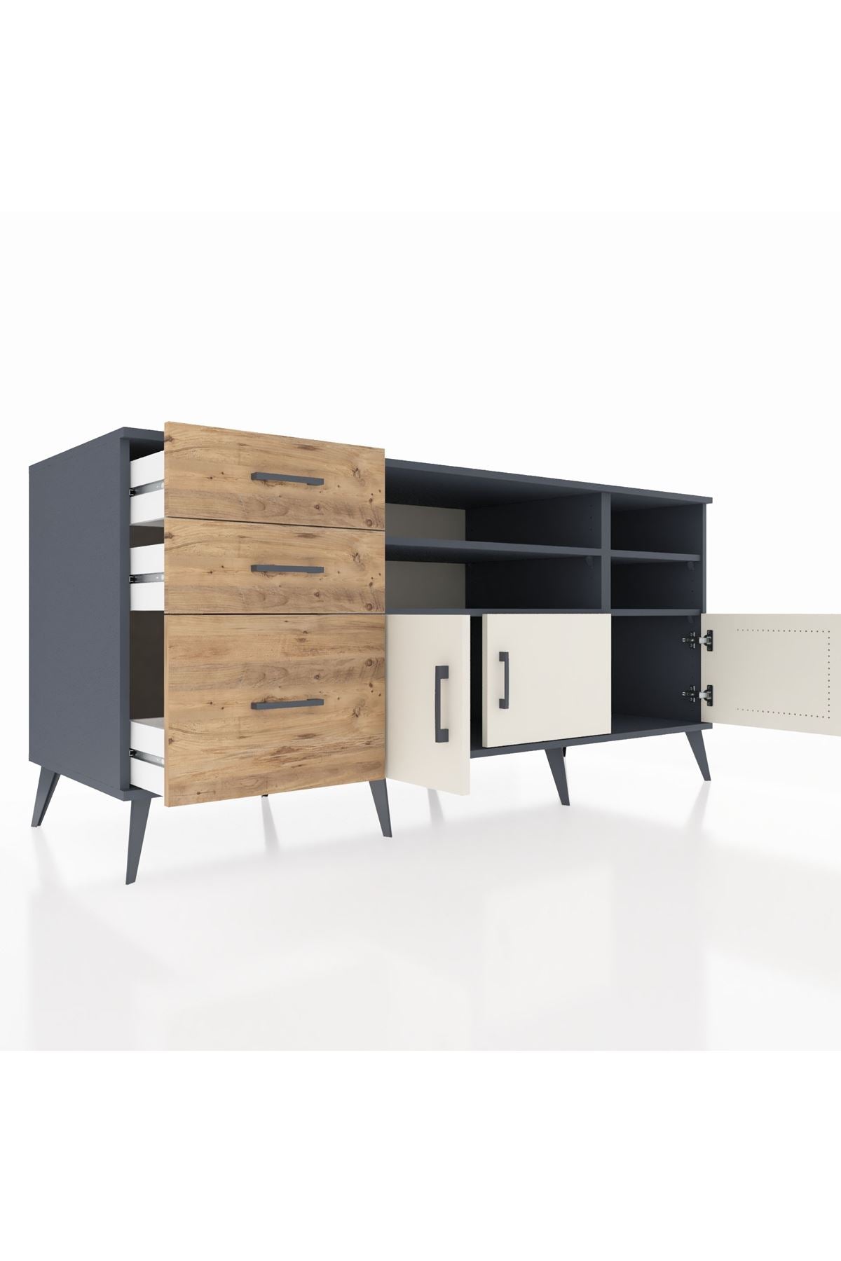 Kronos Konsol 4 Raflı 3 Çekmeceli 3 Kapaklı 176x59x83 - S610M031V15C