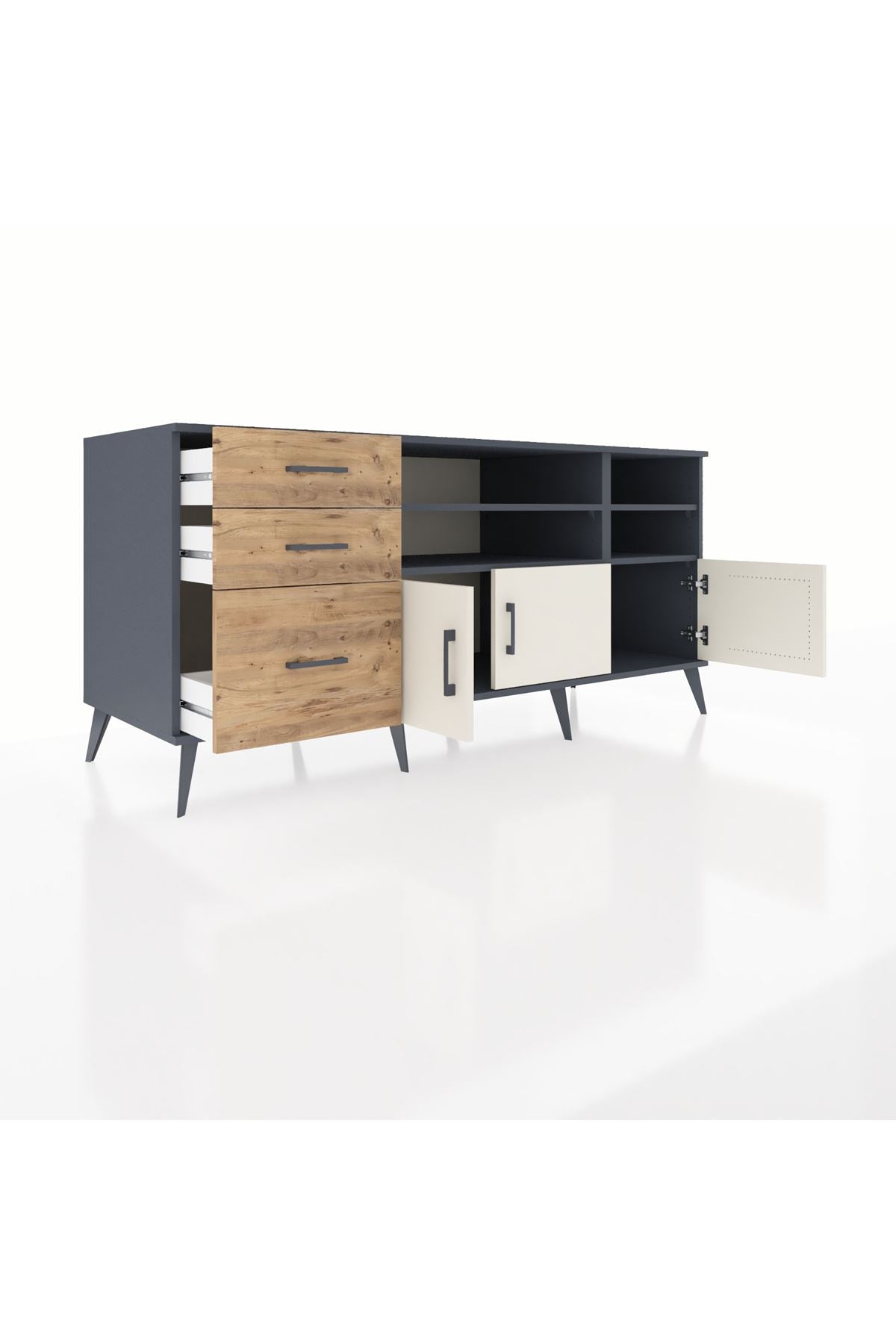Kronos Konsol 4 Raflı 3 Çekmeceli 3 Kapaklı 176x59x83 - S610M031V15C