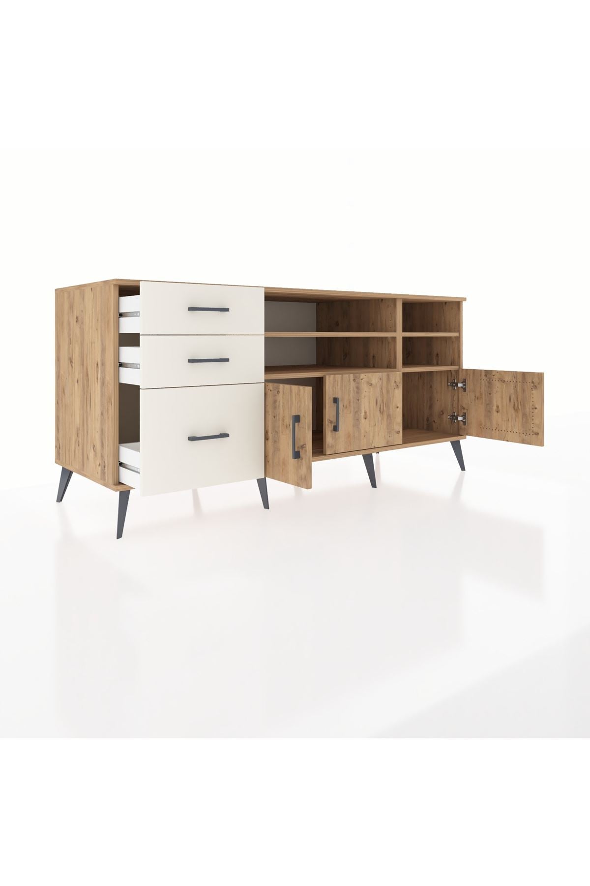 Kronos Konsol 4 Raflı 3 Çekmeceli 3 Kapaklı 176x59x83 - S610M031V19C