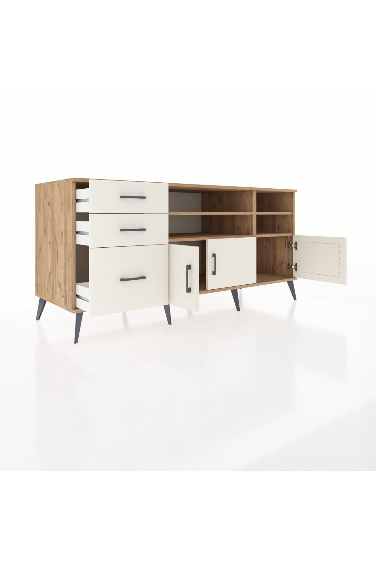 Kronos Konsol 4 Raflı 3 Çekmeceli 3 Kapaklı 176x59x83 - S610M031V22C