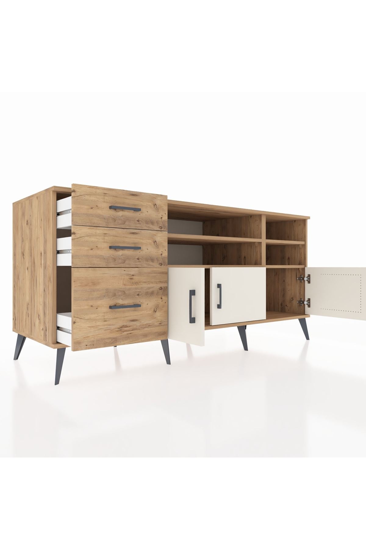 Kronos Konsol 4 Raflı 3 Çekmeceli 3 Kapaklı 176x59x83 - S610M031V24C