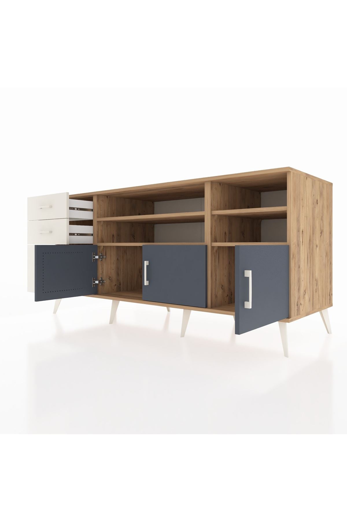 Kronos Konsol 4 Raflı 3 Çekmeceli 3 Kapaklı 176x59x83 - S610M031V25C