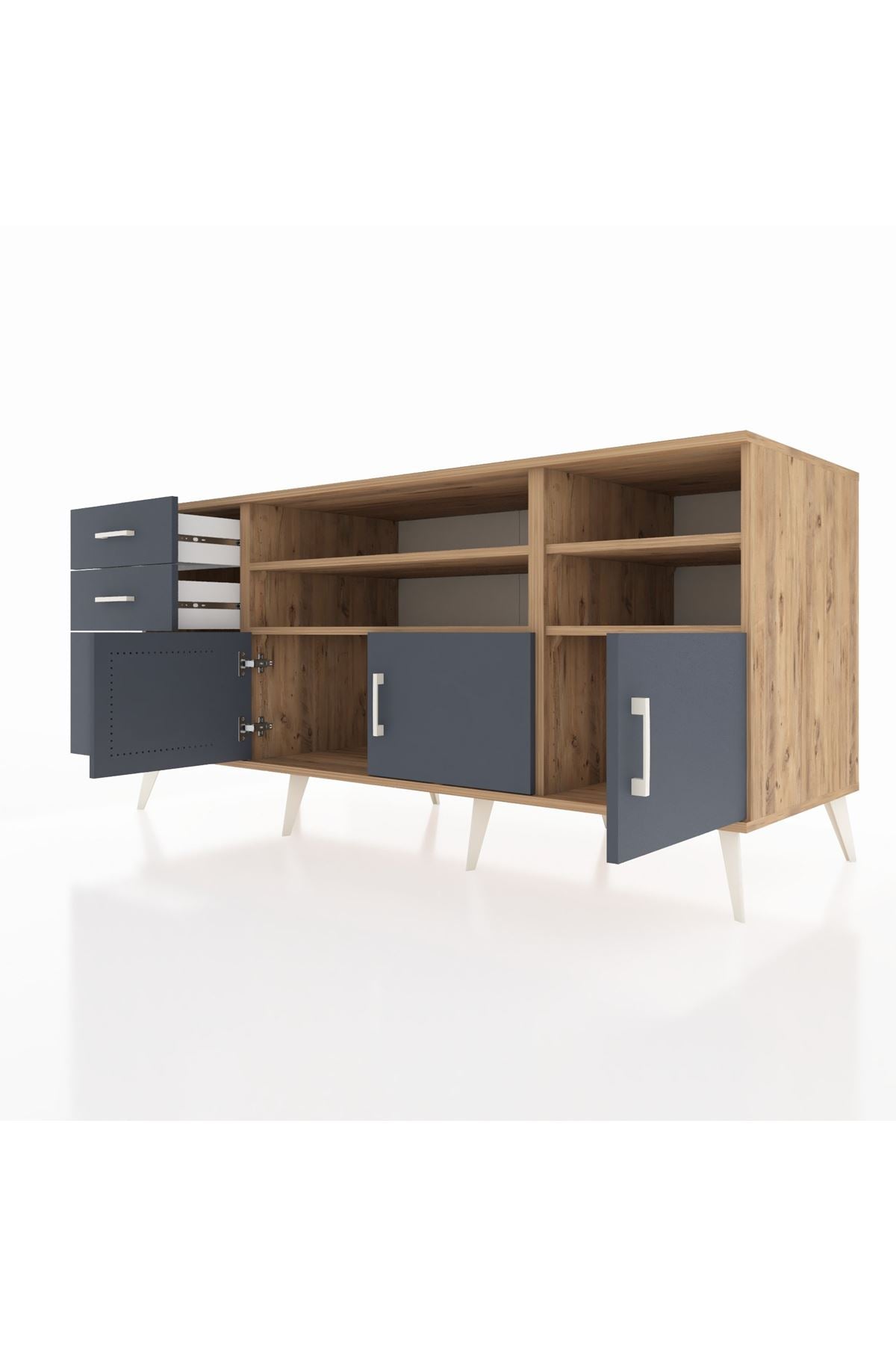 Kronos Konsol 4 Raflı 3 Çekmeceli 3 Kapaklı 176x59x83 - S610M031V26C