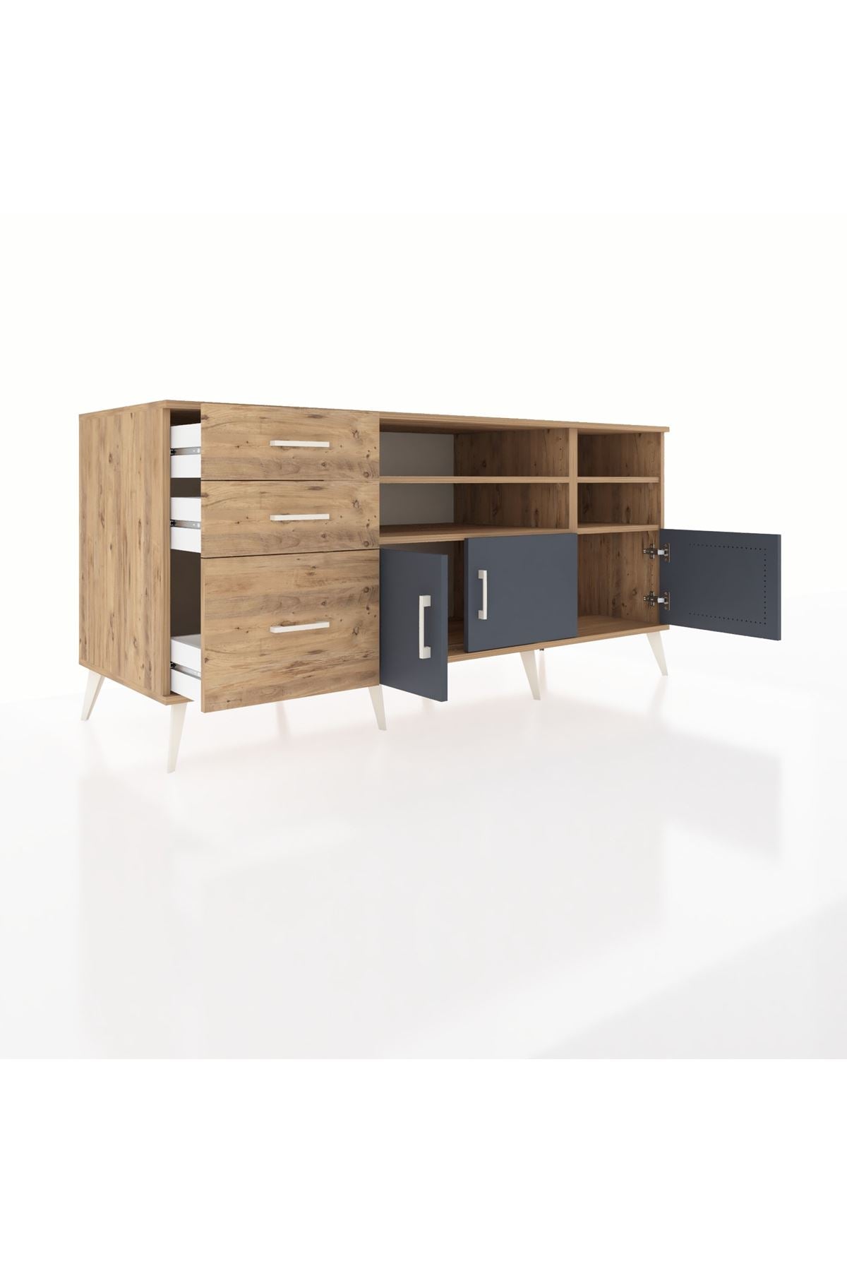 Kronos Konsol 4 Raflı 3 Çekmeceli 3 Kapaklı 176x59x83 - S610M031V27C