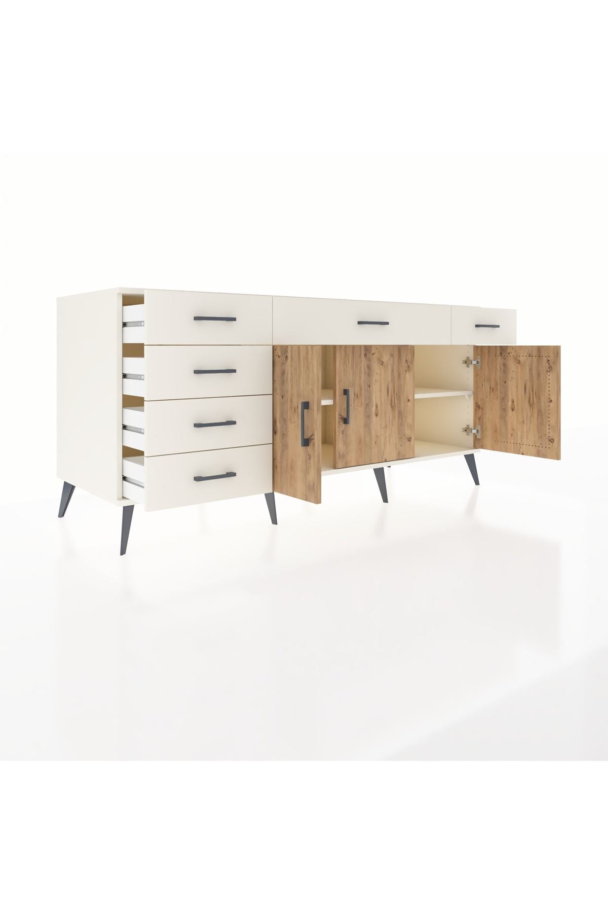 Kronos Konsol 2 Raflı 6 Çekmeceli 3 Kapaklı 176x59x83 - S610M032V01C