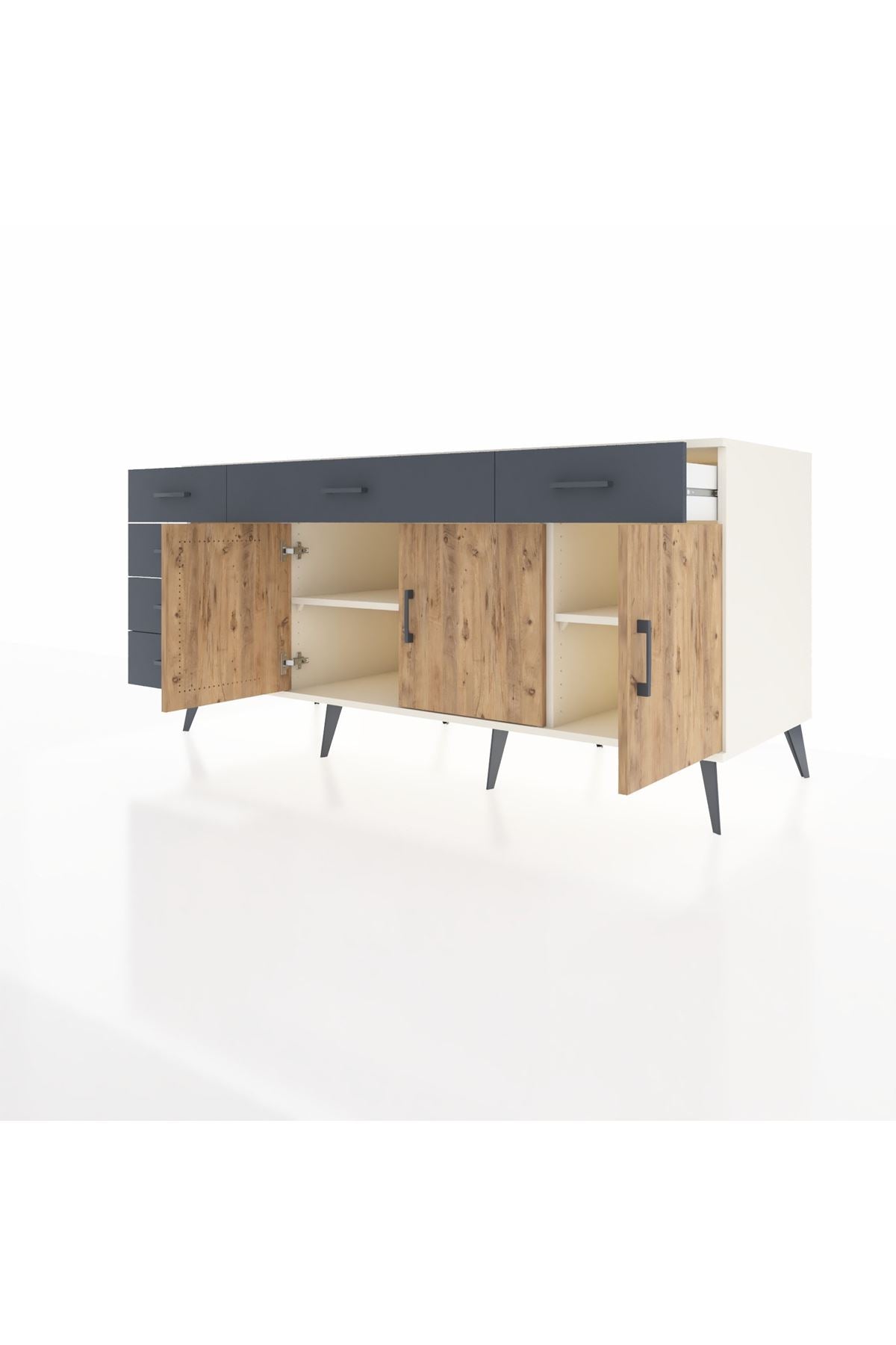 Kronos Konsol 2 Raflı 6 Çekmeceli 3 Kapaklı 176x59x83 - S610M032V02C