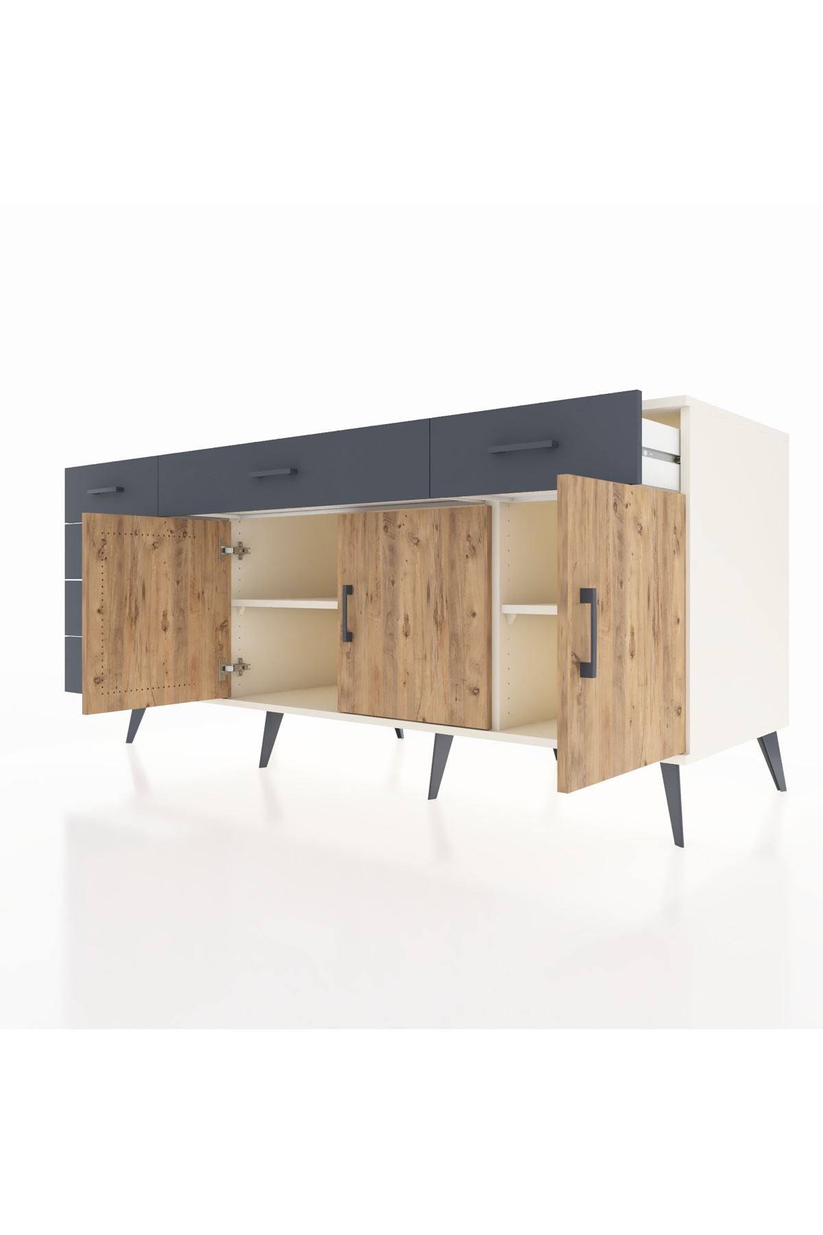 Kronos Konsol 2 Raflı 6 Çekmeceli 3 Kapaklı 176x59x83 - S610M032V02C