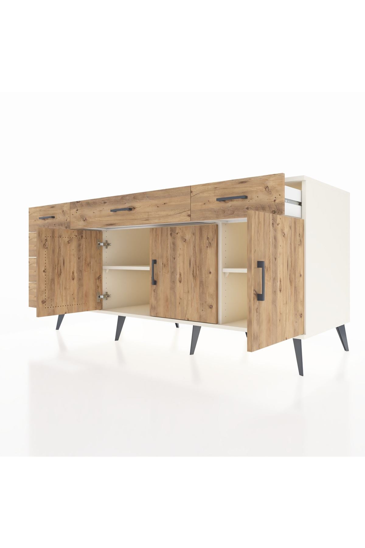 Kronos Konsol 2 Raflı 6 Çekmeceli 3 Kapaklı 176x59x83 - S610M032V03C