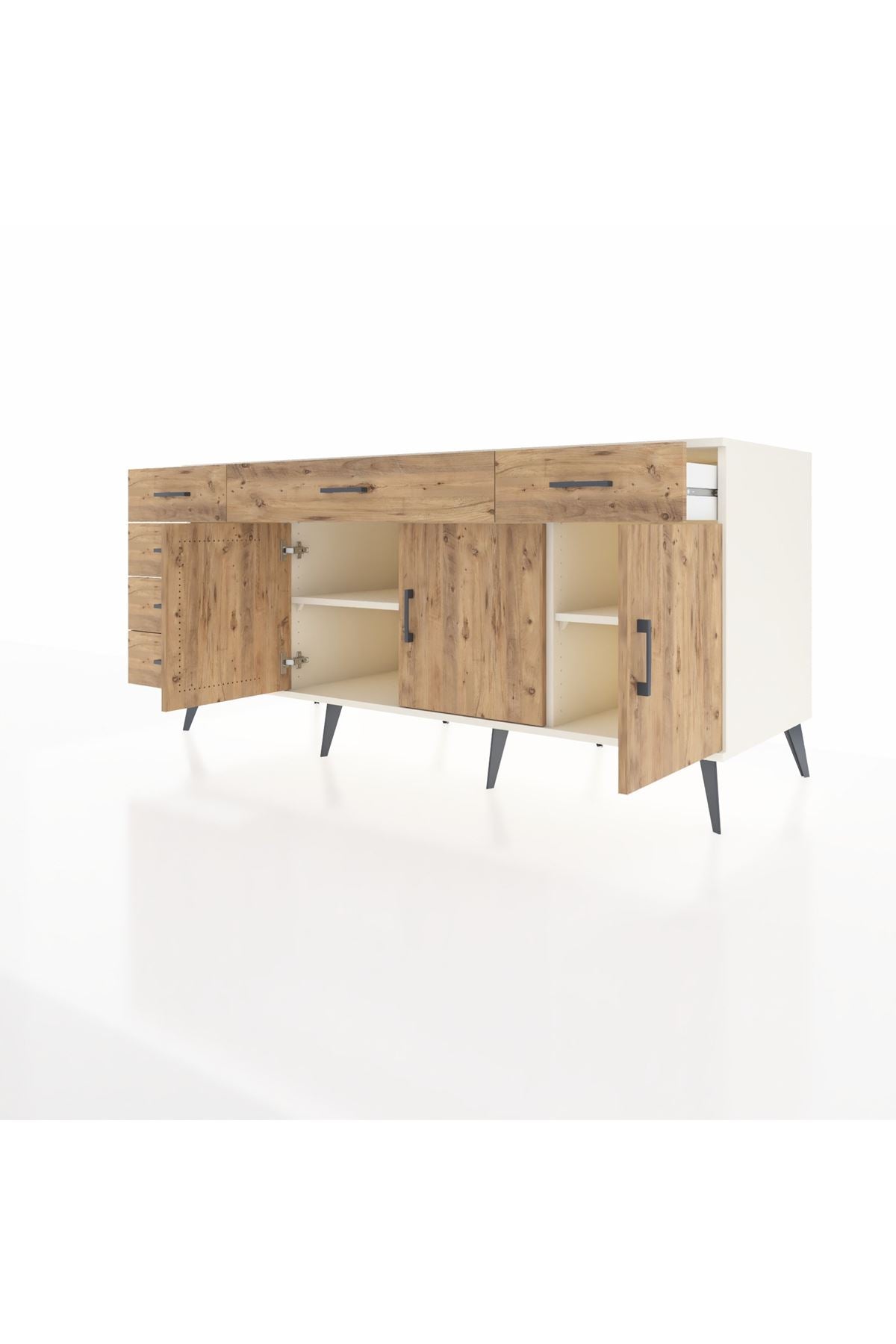 Kronos Konsol 2 Raflı 6 Çekmeceli 3 Kapaklı 176x59x83 - S610M032V03C