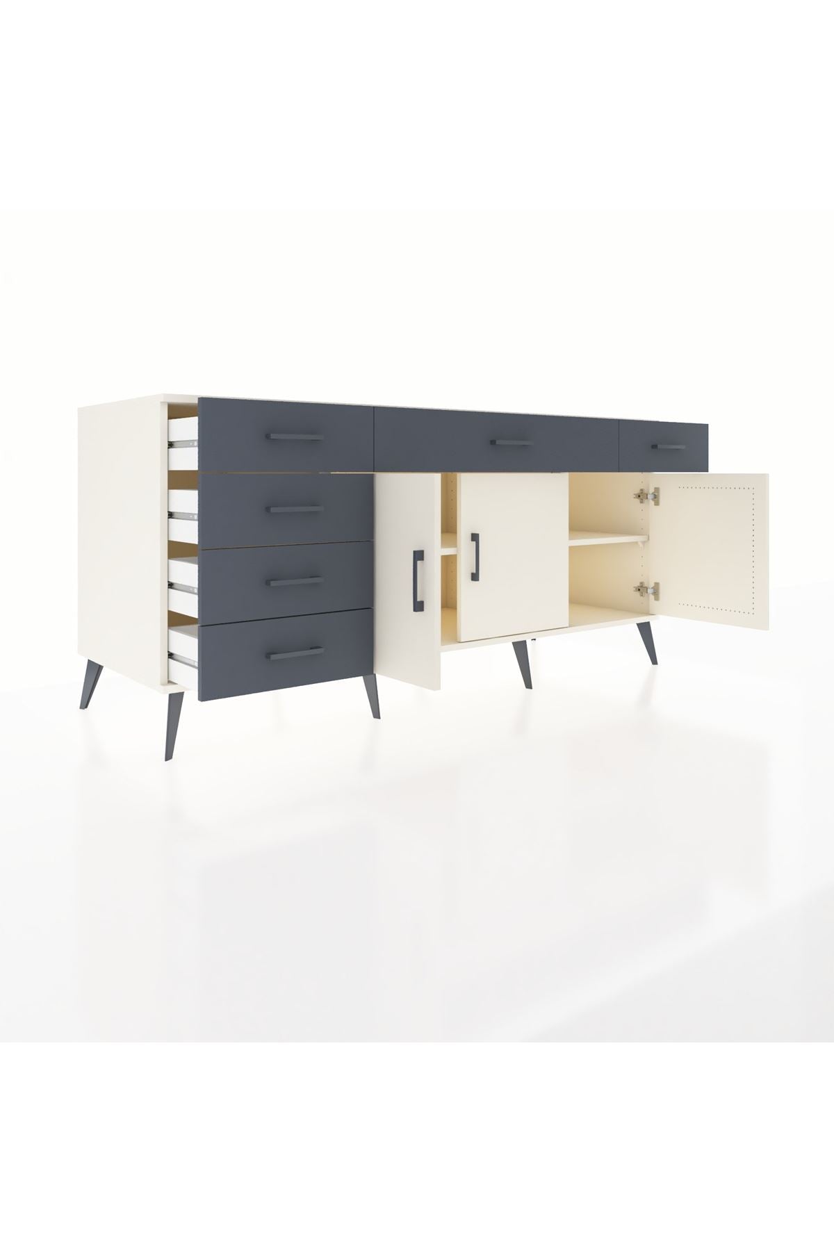 Kronos Konsol 2 Raflı 6 Çekmeceli 3 Kapaklı 176x59x83 - S610M032V05C