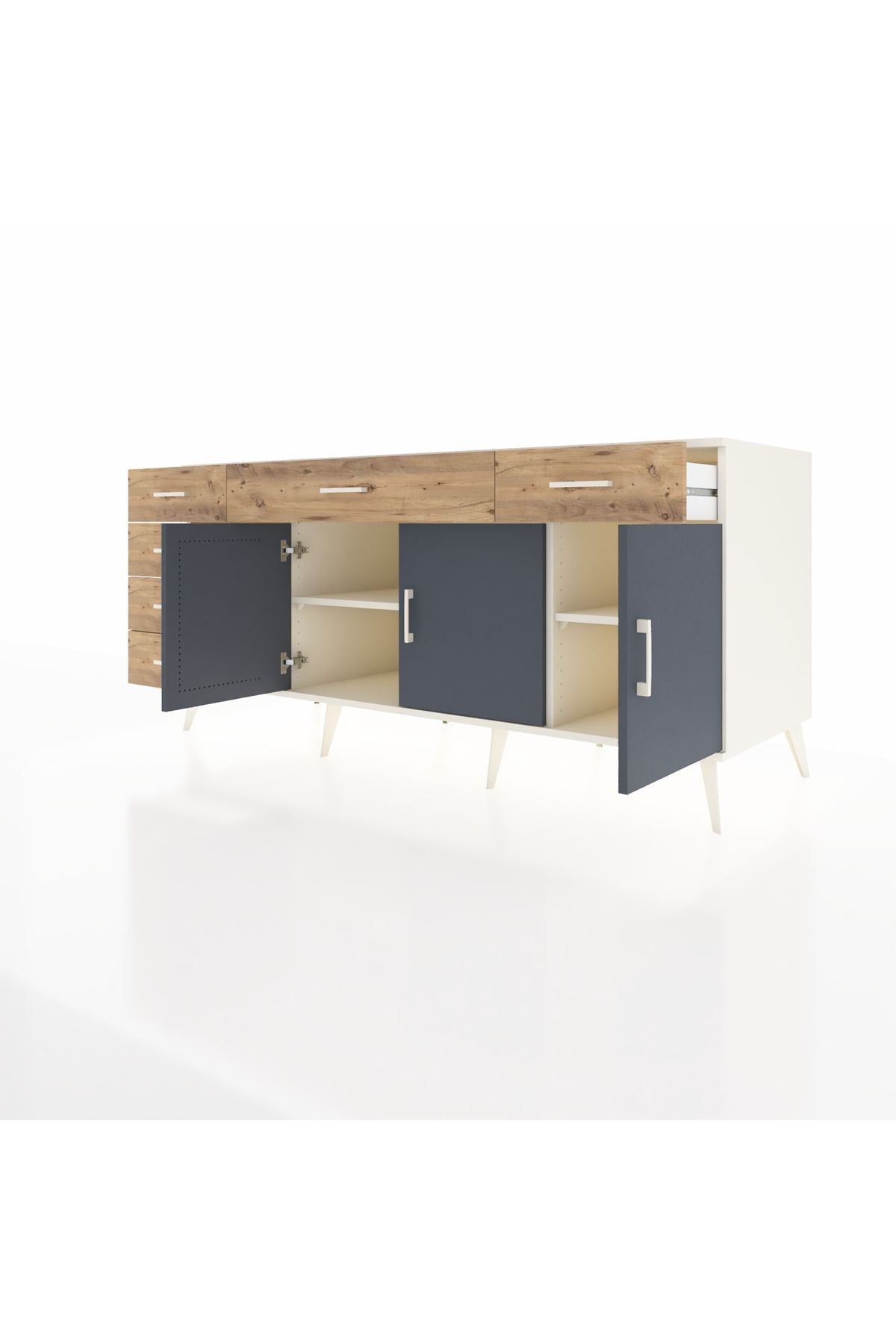 Kronos Konsol 2 Raflı 6 Çekmeceli 3 Kapaklı 176x59x83 - S610M032V09C