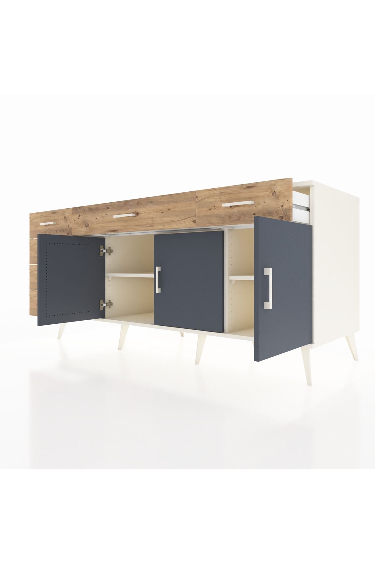 Kronos Konsol 2 Raflı 6 Çekmeceli 3 Kapaklı 176x59x83 - S610M032V09C