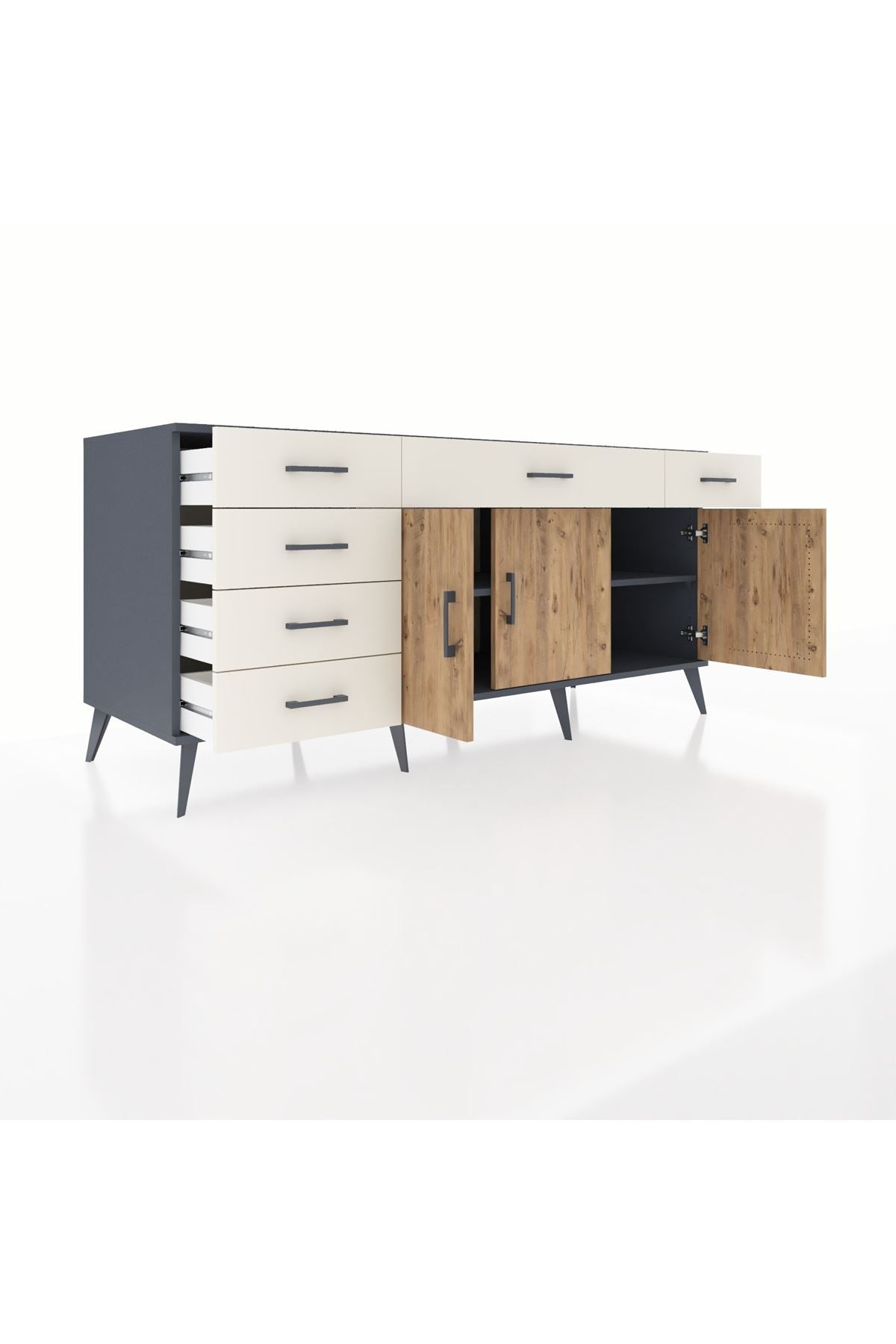 Kronos Konsol 2 Raflı 6 Çekmeceli 3 Kapaklı 176x59x83 - S610M032V10C