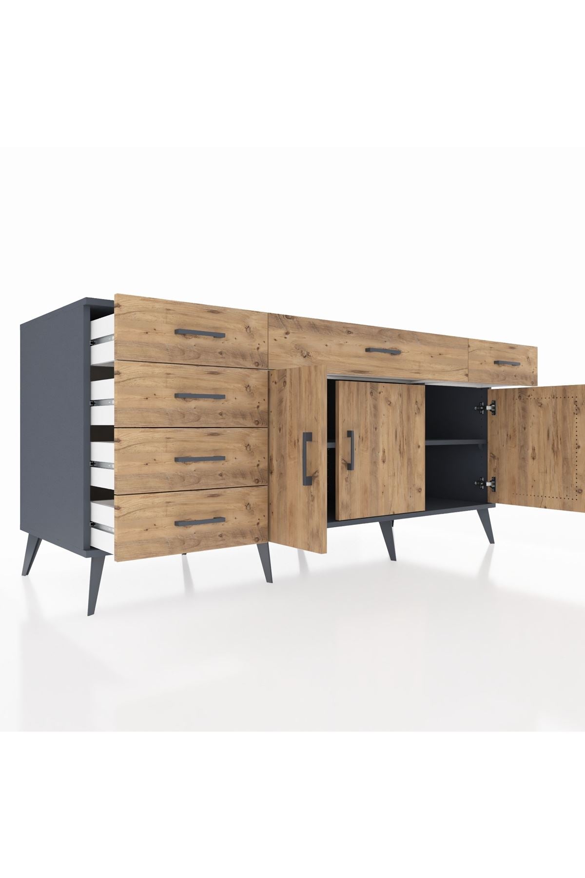 Kronos Konsol 2 Raflı 6 Çekmeceli 3 Kapaklı 176x59x83 - S610M032V12C
