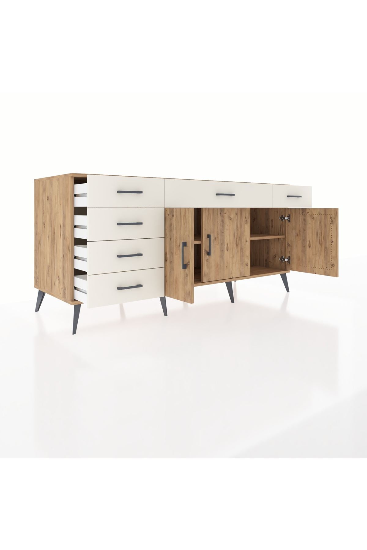 Kronos Konsol 2 Raflı 6 Çekmeceli 3 Kapaklı 176x59x83 - S610M032V19C