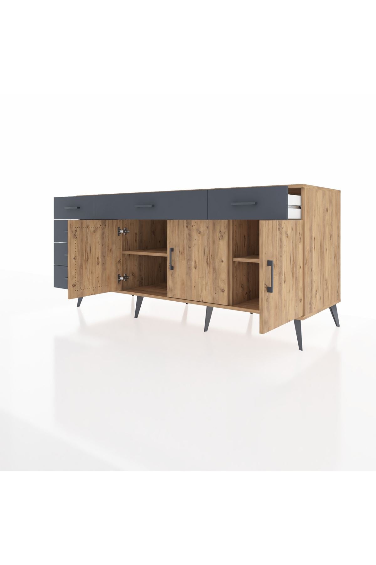 Kronos Konsol 2 Raflı 6 Çekmeceli 3 Kapaklı 176x59x83 - S610M032V20C