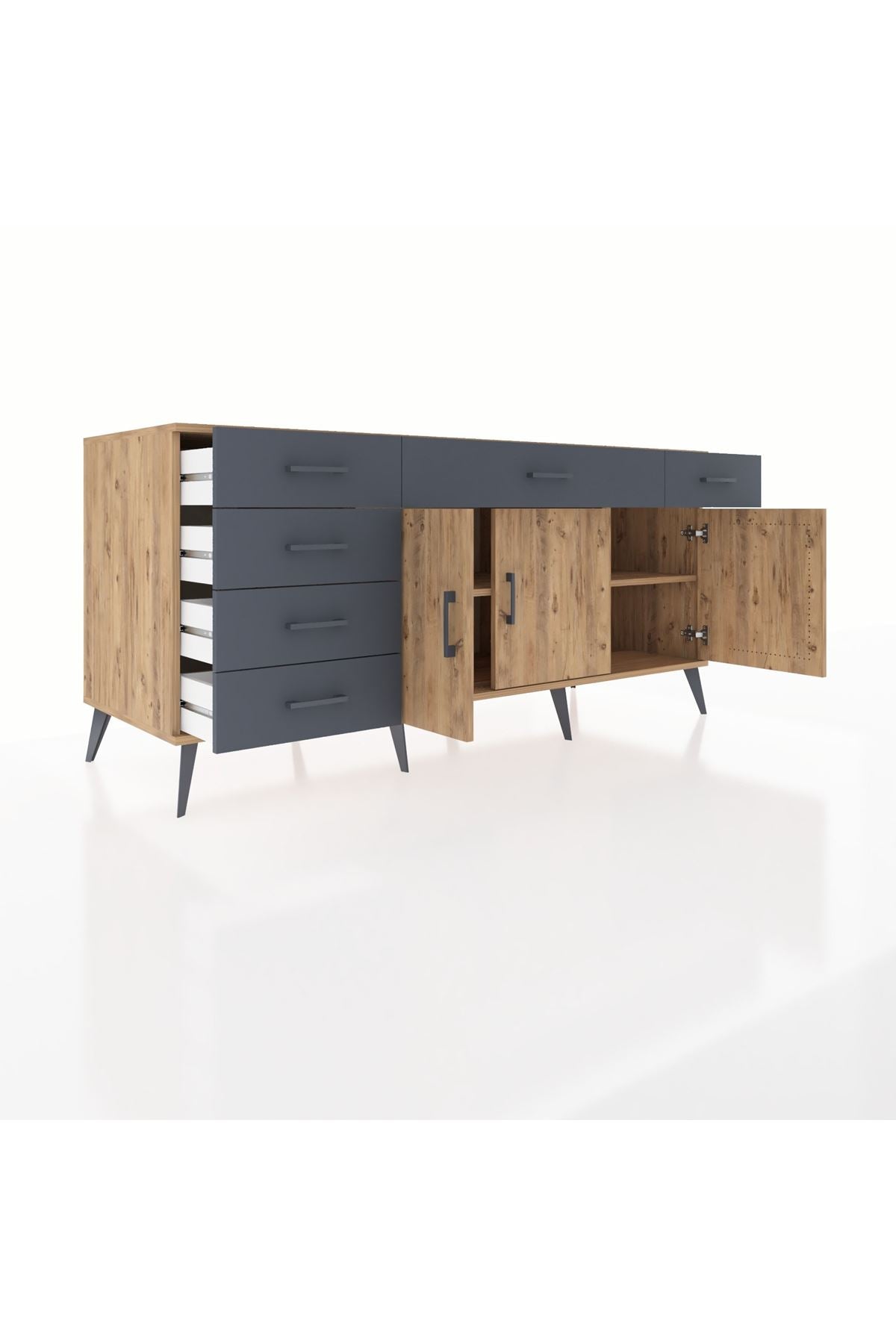 Kronos Konsol 2 Raflı 6 Çekmeceli 3 Kapaklı 176x59x83 - S610M032V20C