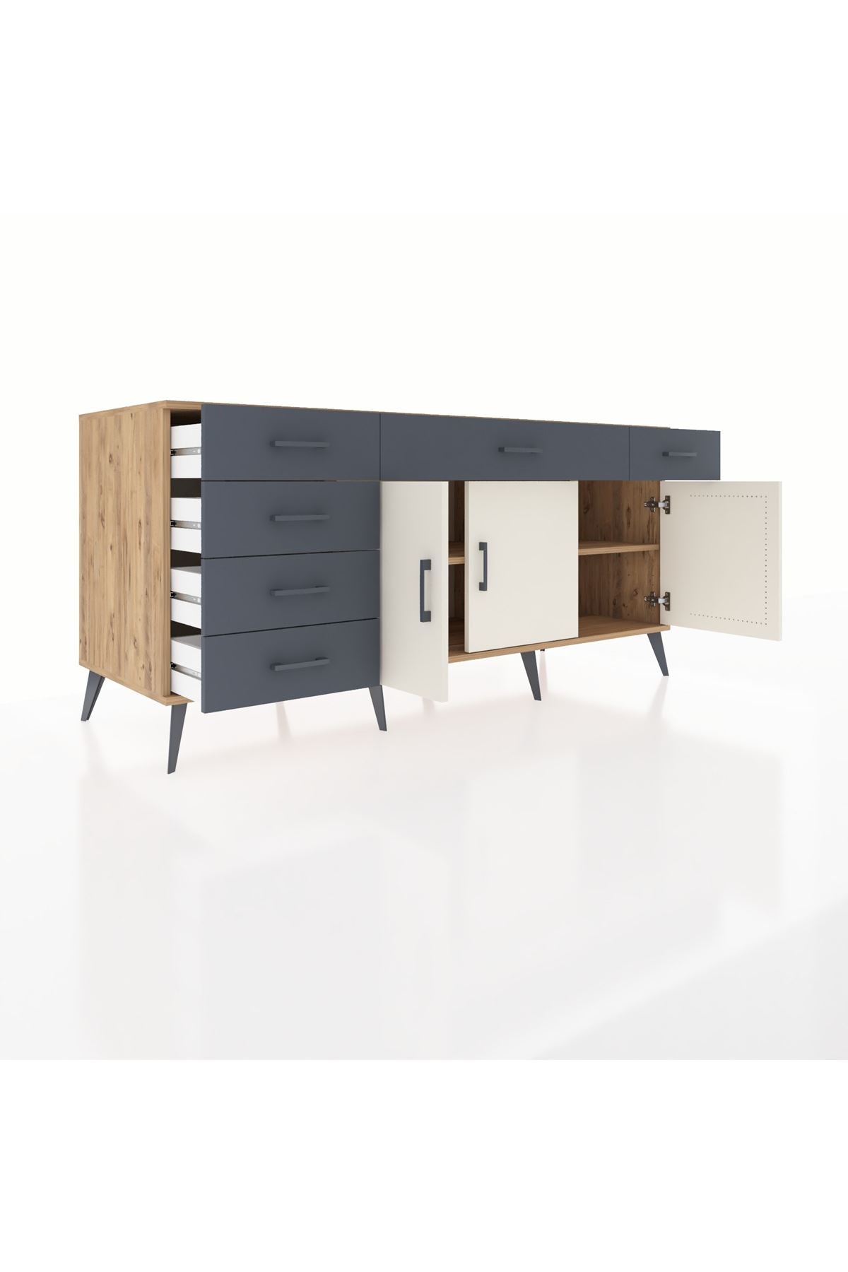 Kronos Konsol 2 Raflı 6 Çekmeceli 3 Kapaklı 176x59x83 - S610M032V23C