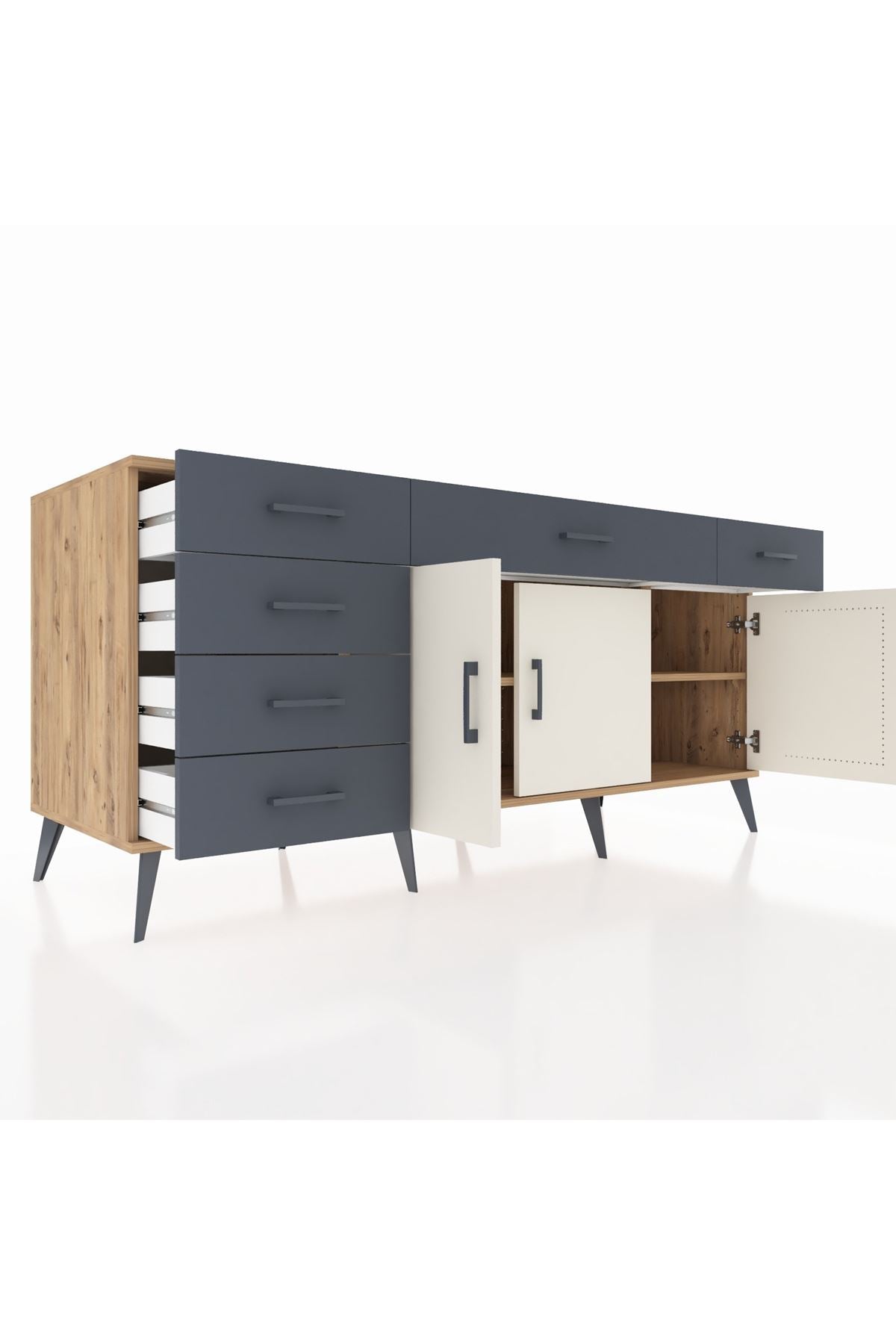 Kronos Konsol 2 Raflı 6 Çekmeceli 3 Kapaklı 176x59x83 - S610M032V23C