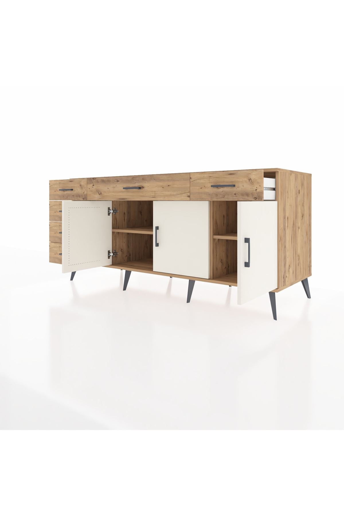 Kronos Konsol 2 Raflı 6 Çekmeceli 3 Kapaklı 176x59x83 - S610M032V24C