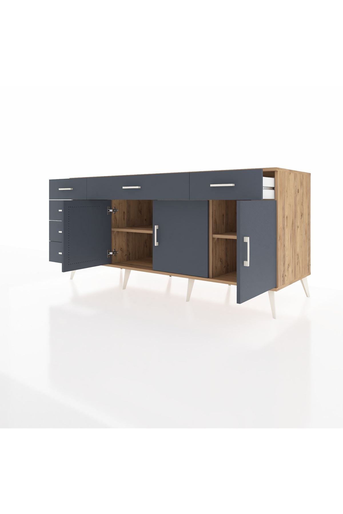 Kronos Konsol 2 Raflı 6 Çekmeceli 3 Kapaklı 176x59x83 - S610M032V26C