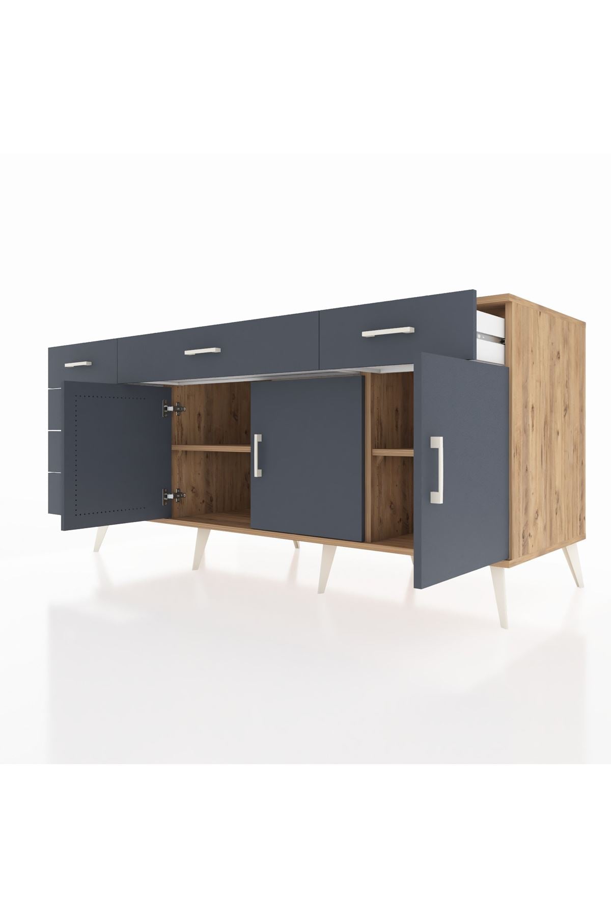 Kronos Konsol 2 Raflı 6 Çekmeceli 3 Kapaklı 176x59x83 - S610M032V26C