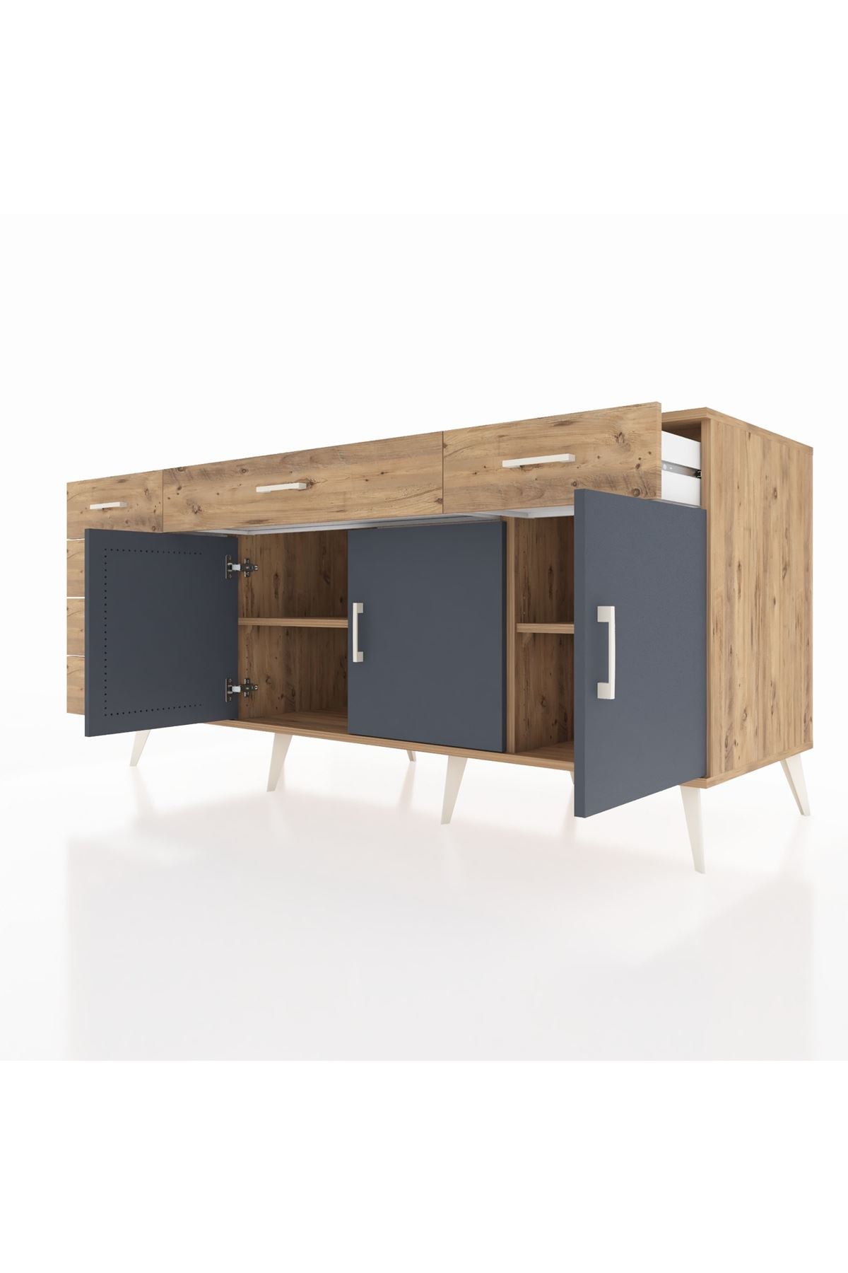 Kronos Konsol 2 Raflı 6 Çekmeceli 3 Kapaklı 176x59x83 - S610M032V27C