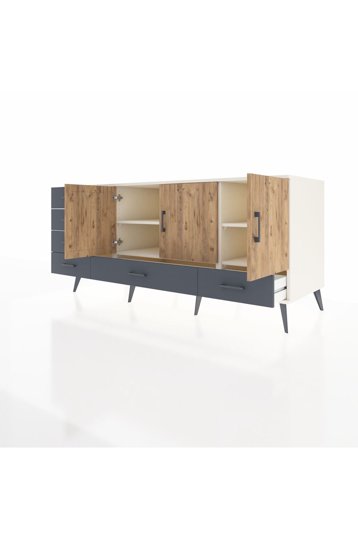 Kronos Konsol 4 Raflı 6 Çekmeceli 3 Kapaklı 176x59x83 - S610M033V02C