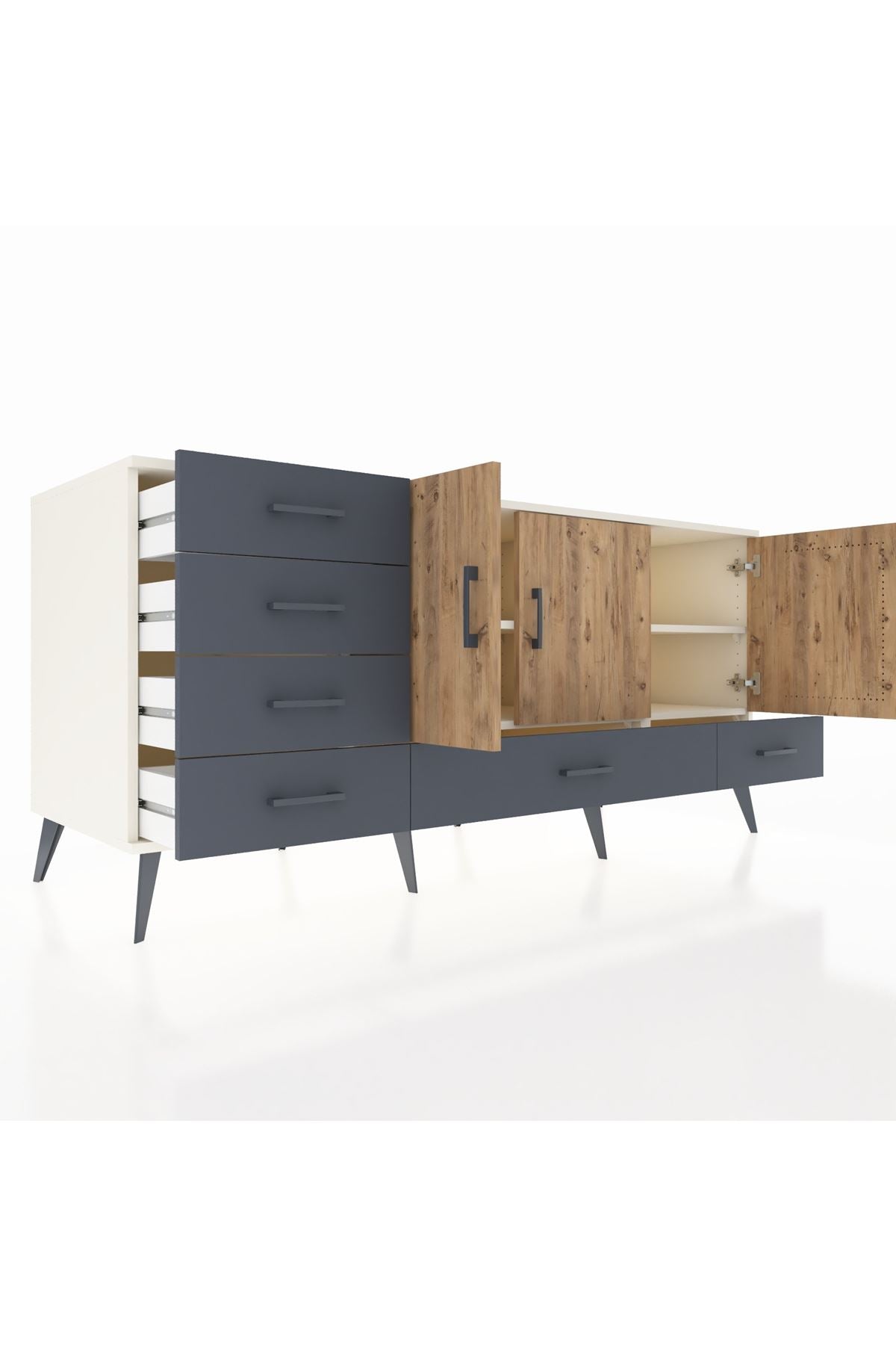 Kronos Konsol 4 Raflı 6 Çekmeceli 3 Kapaklı 176x59x83 - S610M033V02C