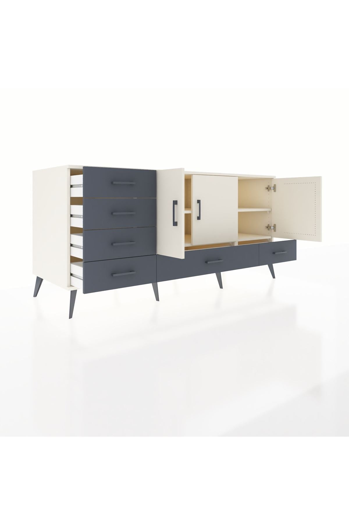 Kronos Konsol 4 Raflı 6 Çekmeceli 3 Kapaklı 176x59x83 - S610M033V05C