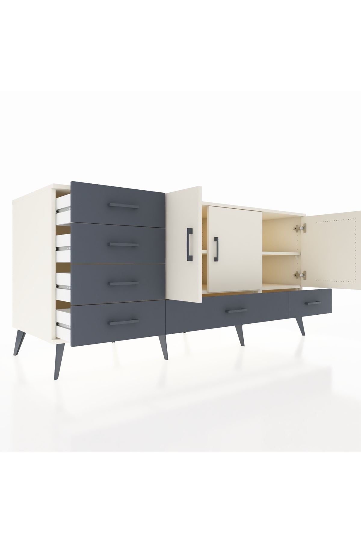 Kronos Konsol 4 Raflı 6 Çekmeceli 3 Kapaklı 176x59x83 - S610M033V05C