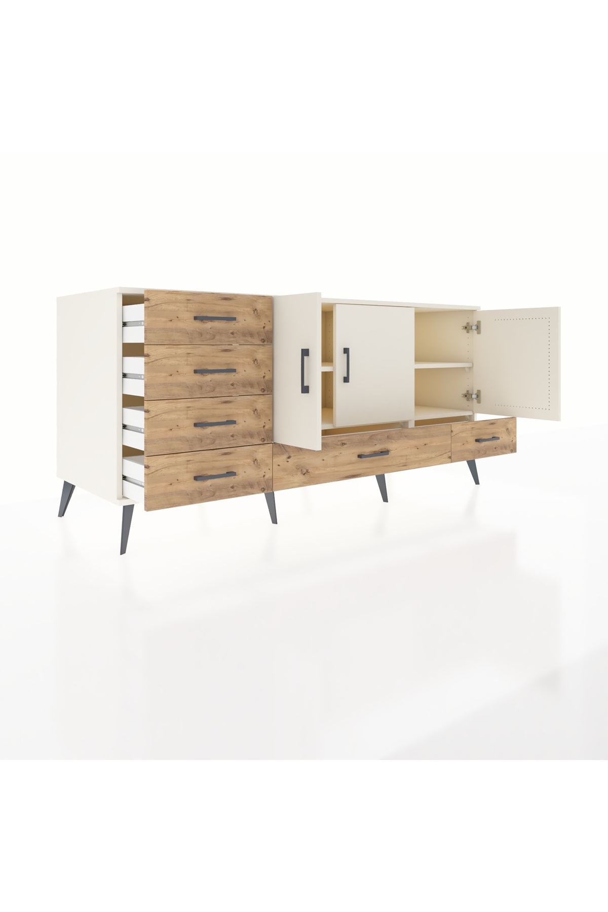 Kronos Konsol 4 Raflı 6 Çekmeceli 3 Kapaklı 176x59x83 - S610M033V06C