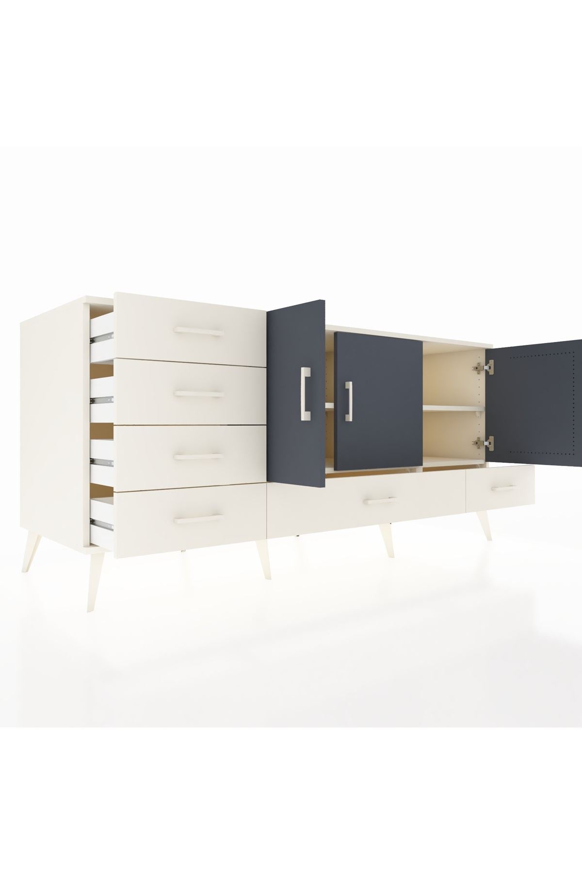 Kronos Konsol 4 Raflı 6 Çekmeceli 3 Kapaklı 176x59x83 - S610M033V07C