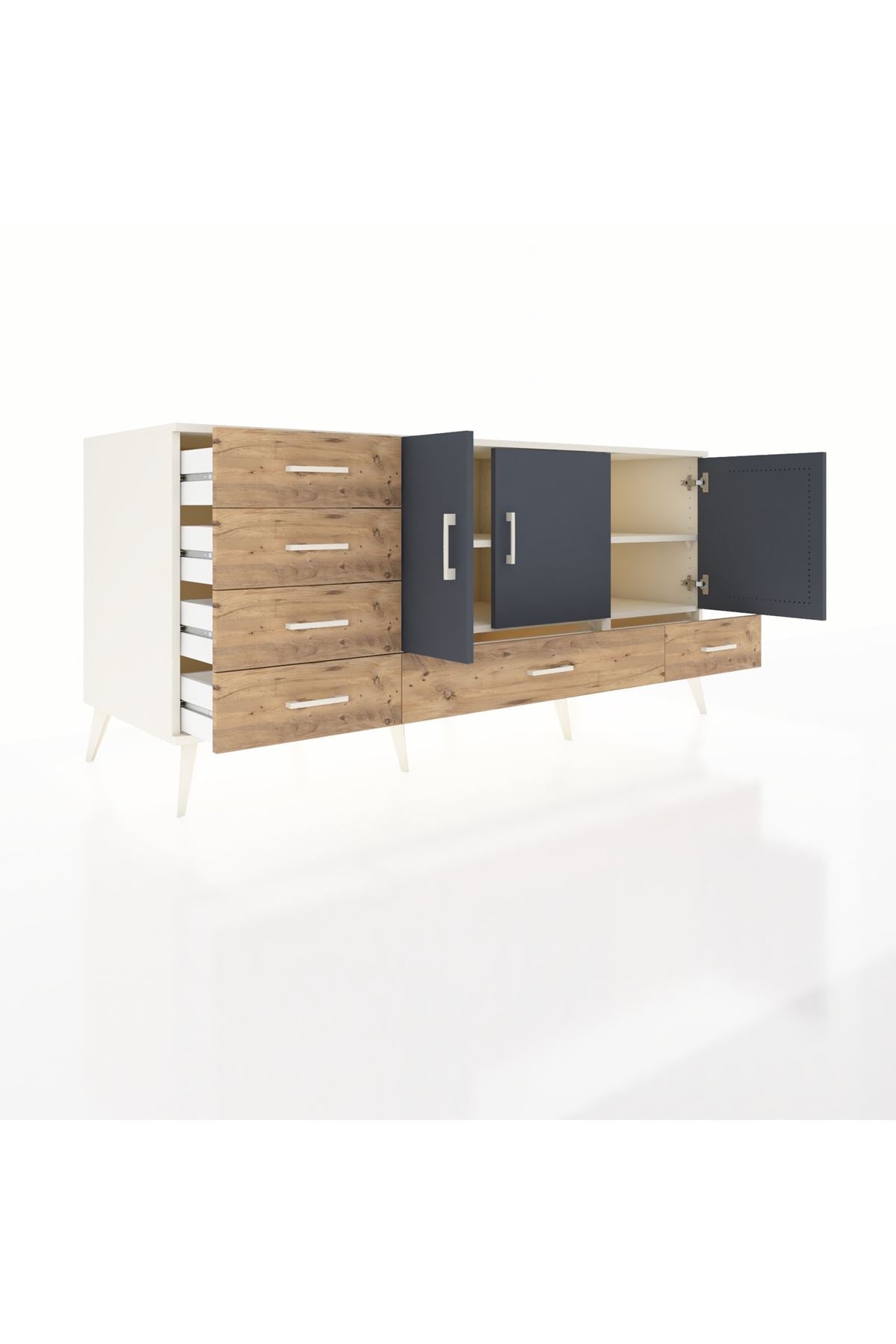 Kronos Konsol 4 Raflı 6 Çekmeceli 3 Kapaklı 176x59x83 - S610M033V09C